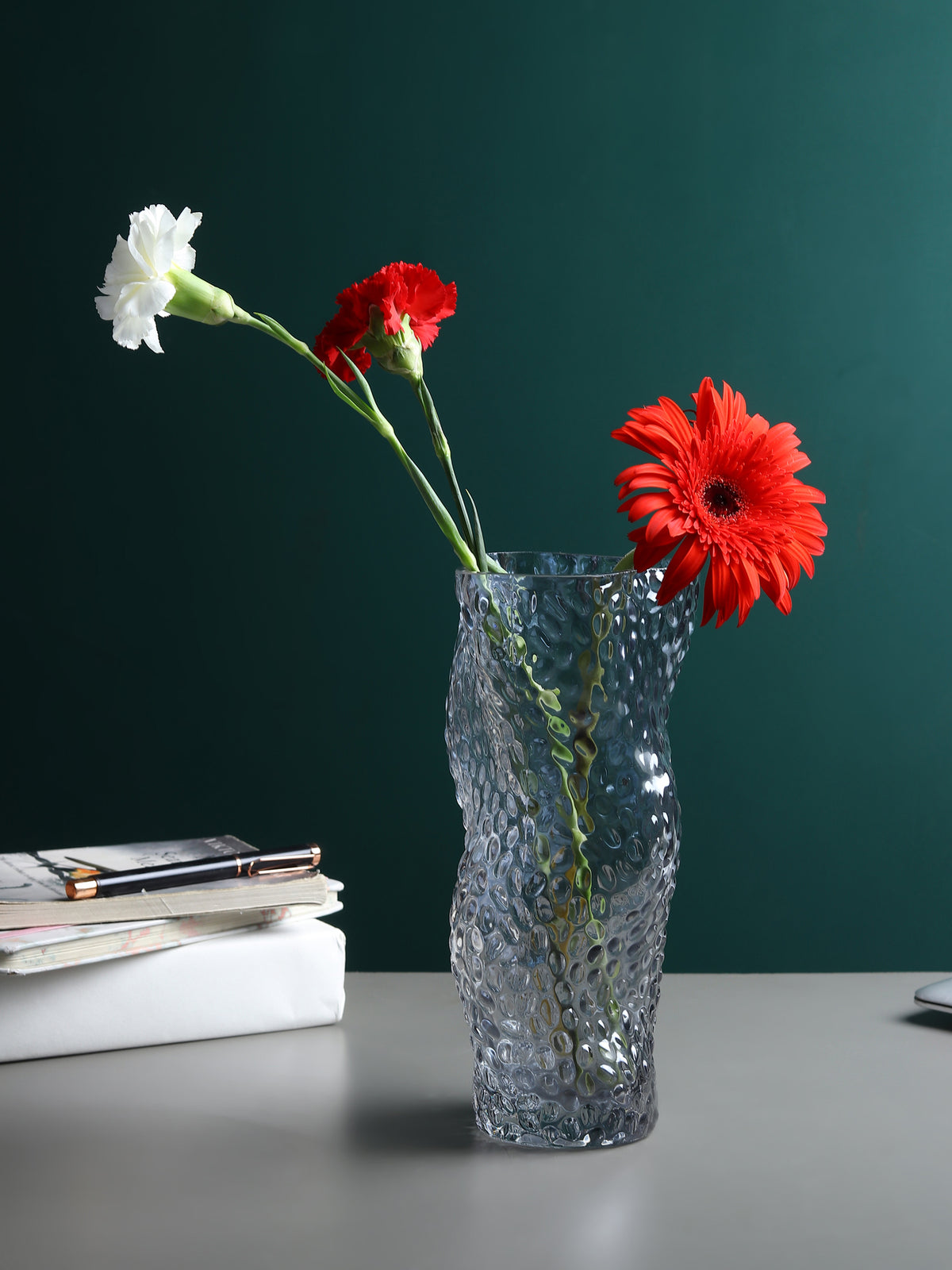 Dimple Glass Vase Black