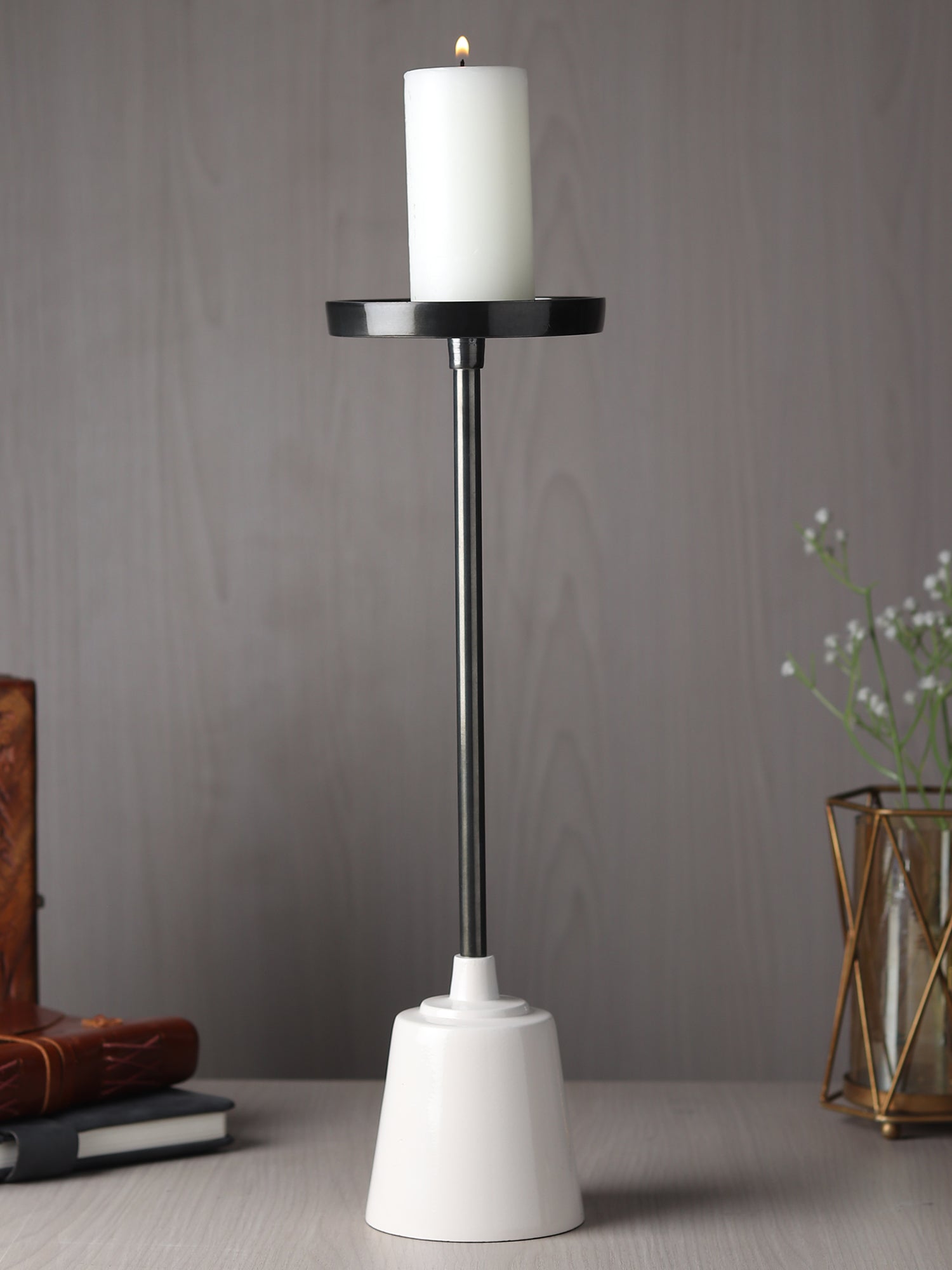Altura Grande Black Silver Candle holder Tall