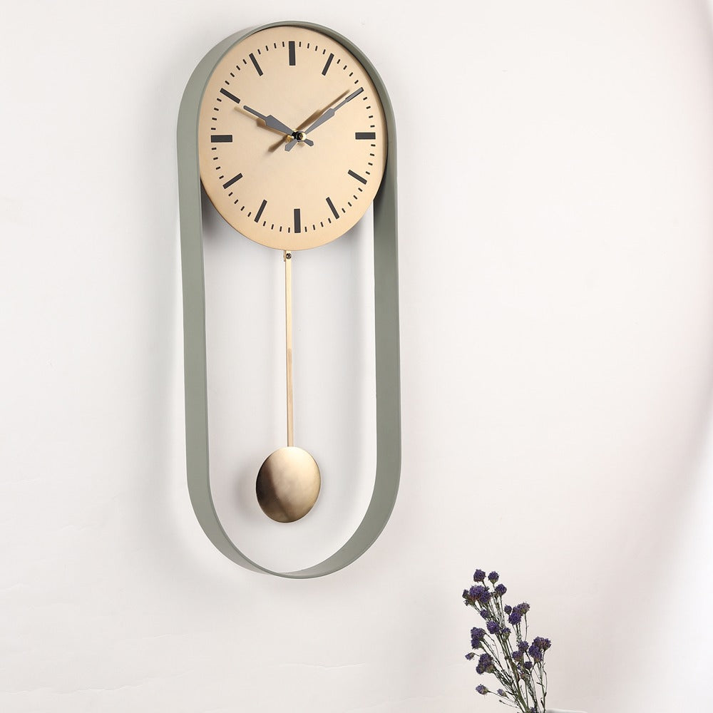 Noir Pendulum Wall Clock with green frame