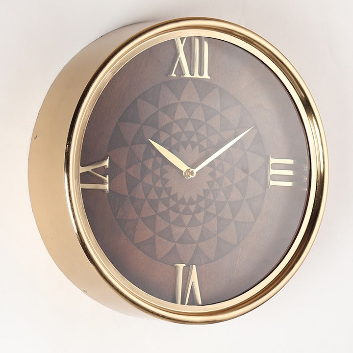 Luxe Woodcraft Gold Wall Clock