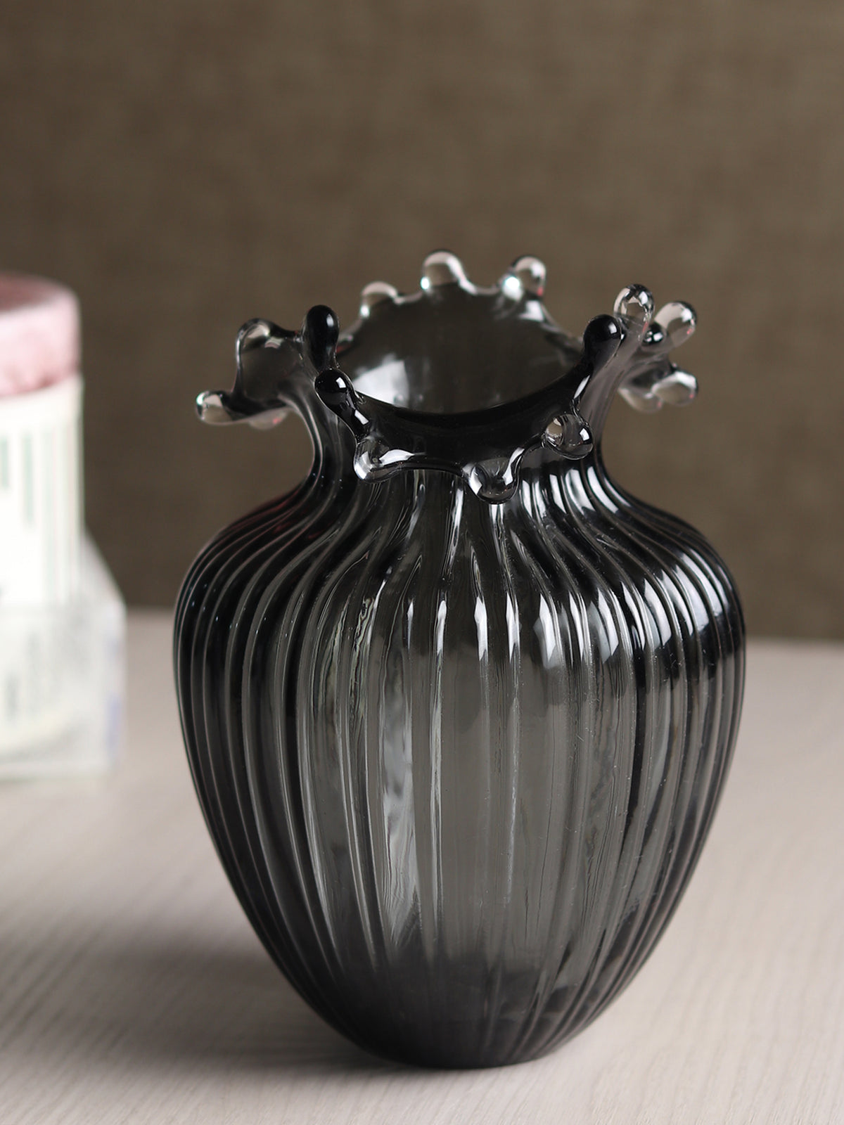 Gatsby Grey Small Glass Vase