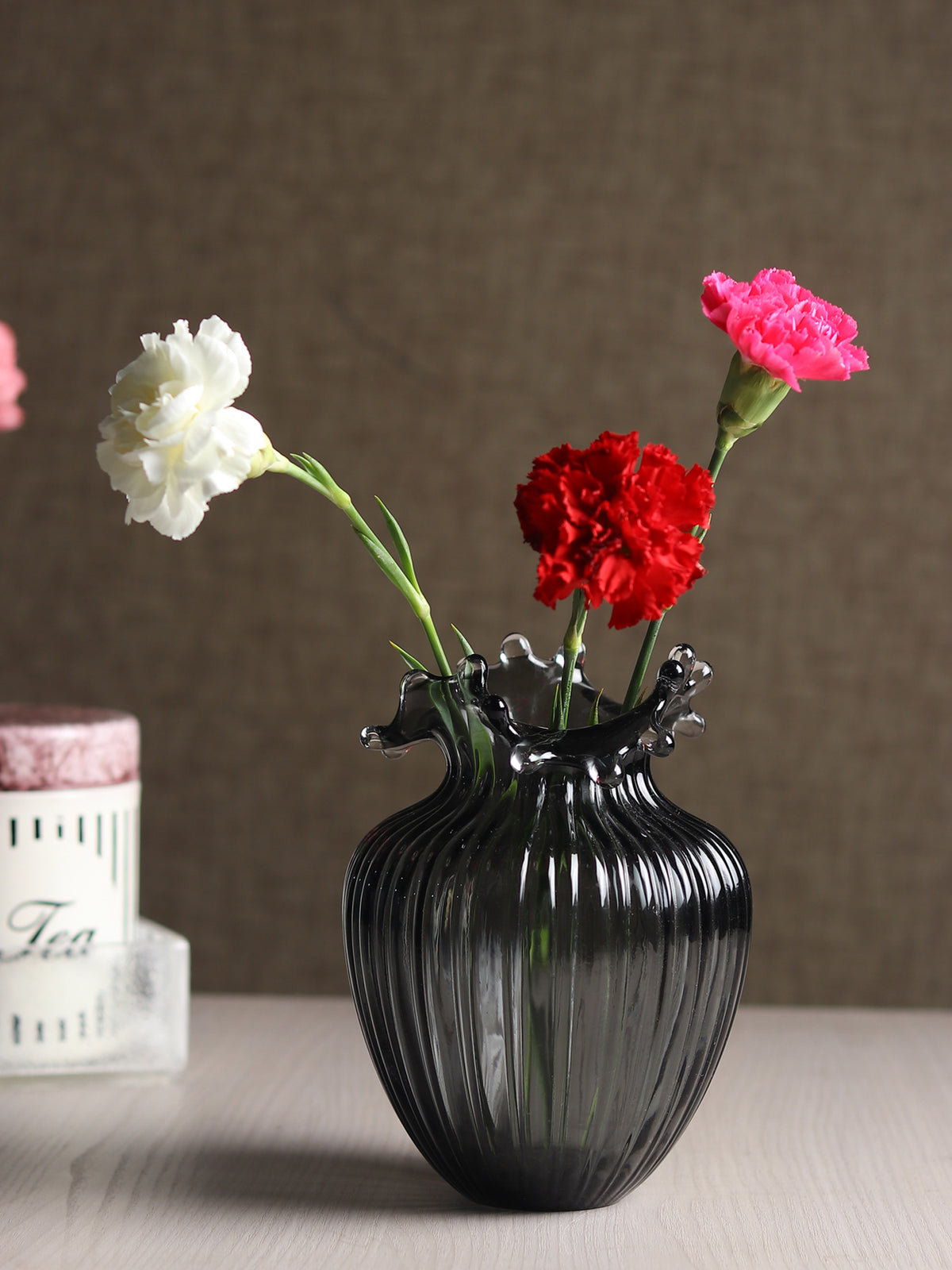Gatsby Grey Small Glass Vase