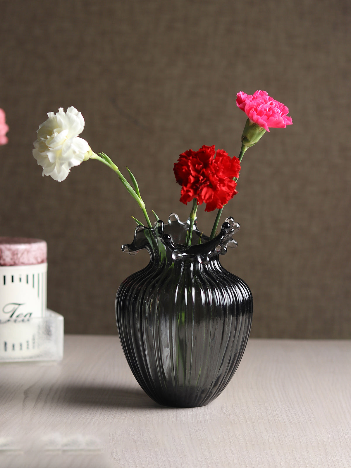 Gatsby Grey Small Glass Vase