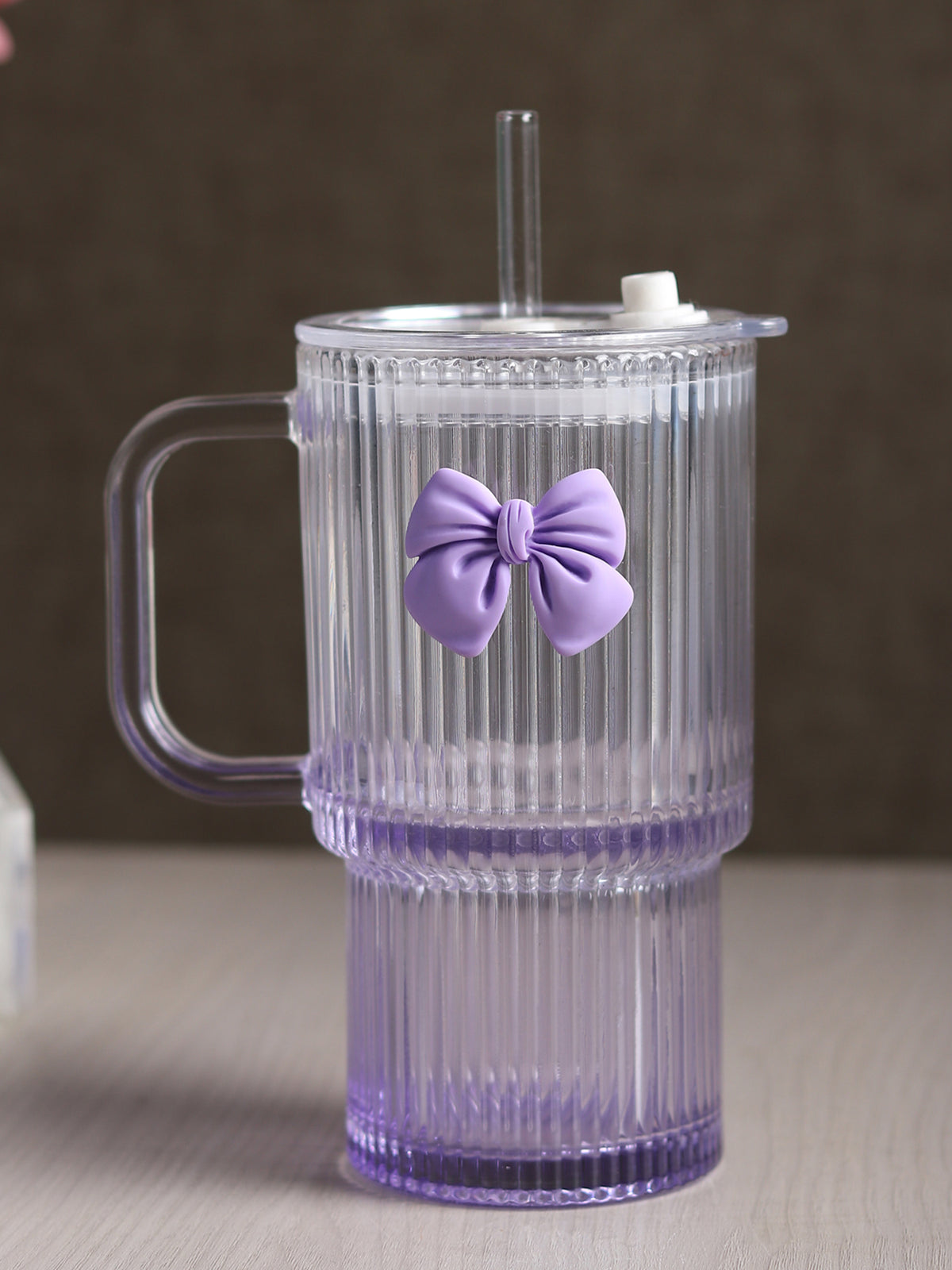 Ribbonette Glass Tumbler Purple
