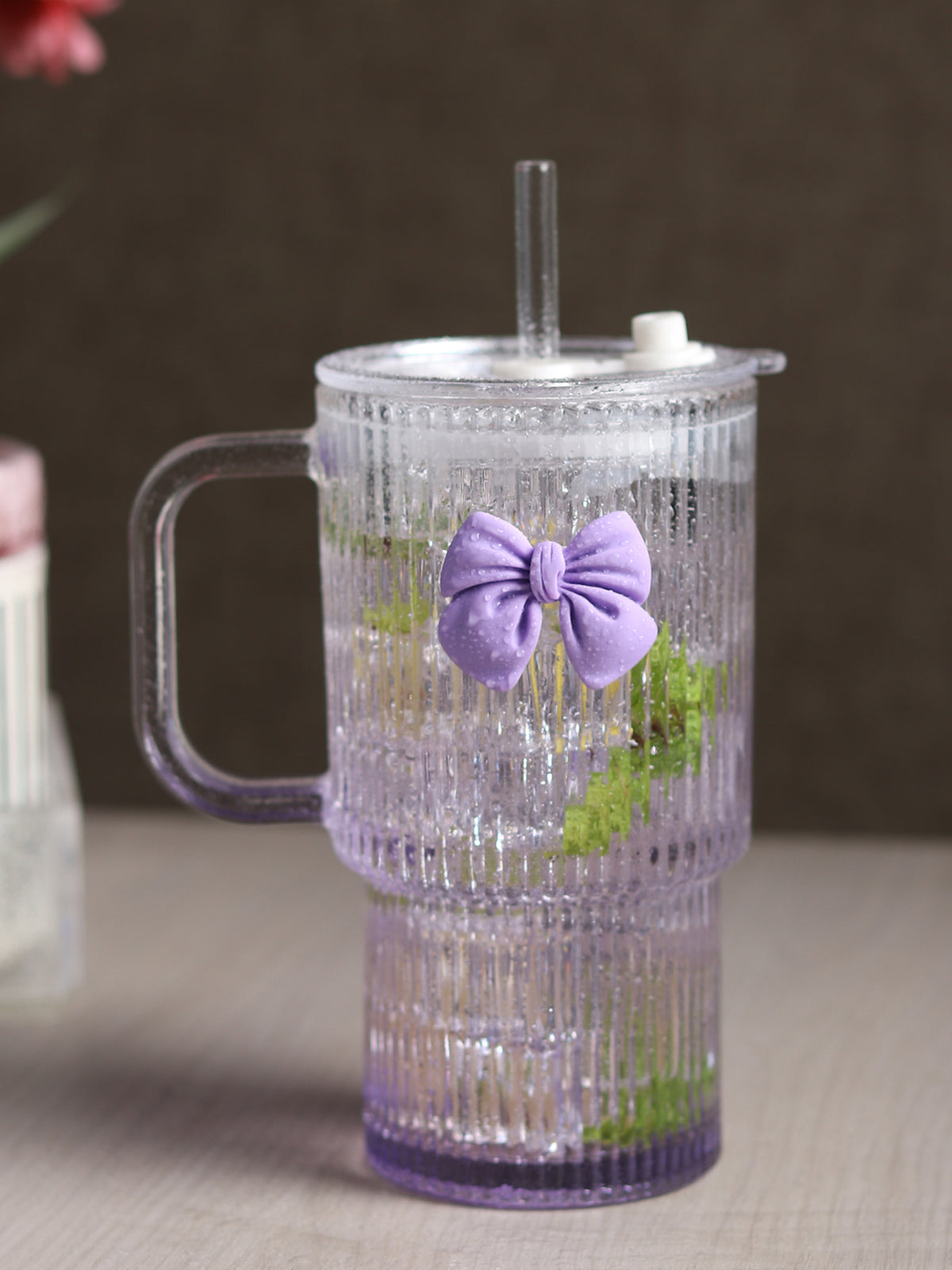 Ribbonette Glass Tumbler Purple