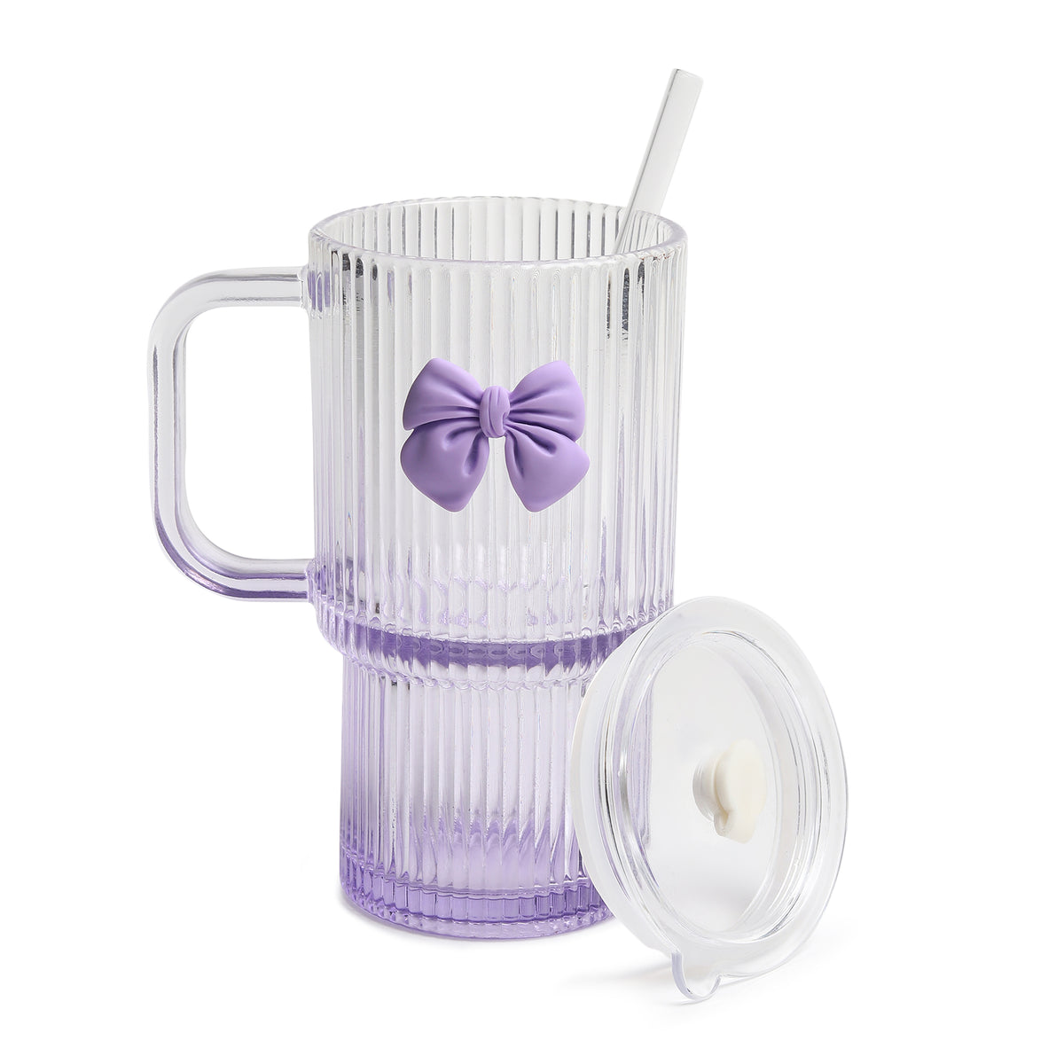 Ribbonette Glass Tumbler Purple