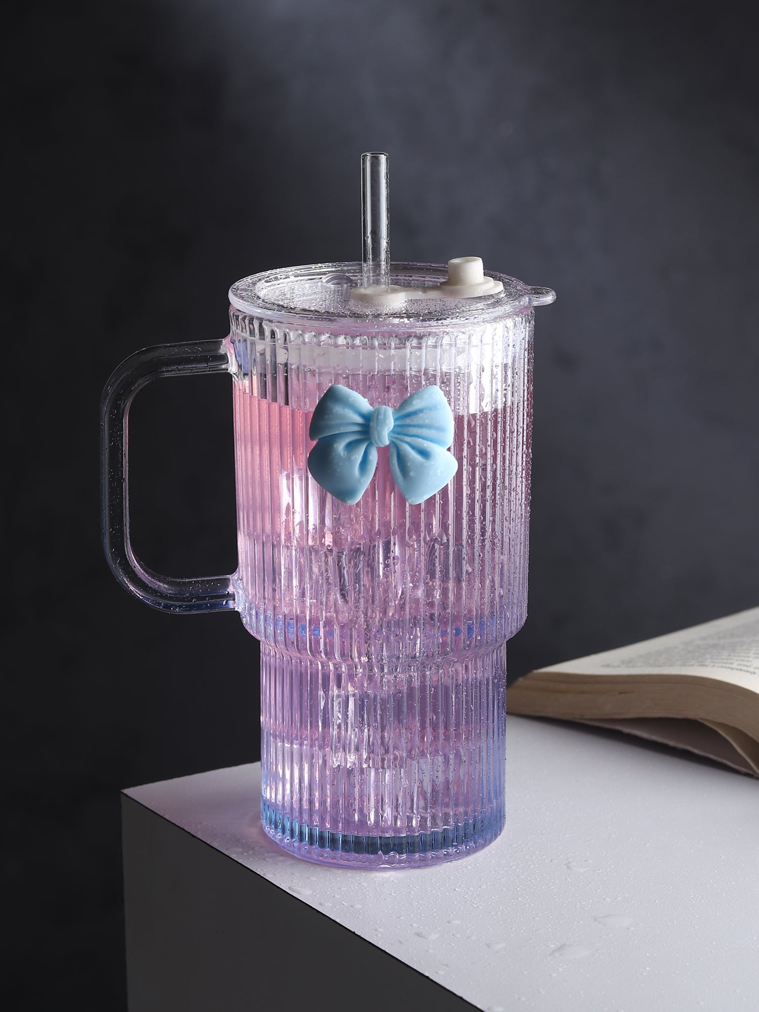 Ribbonette Glass Tumbler Blue