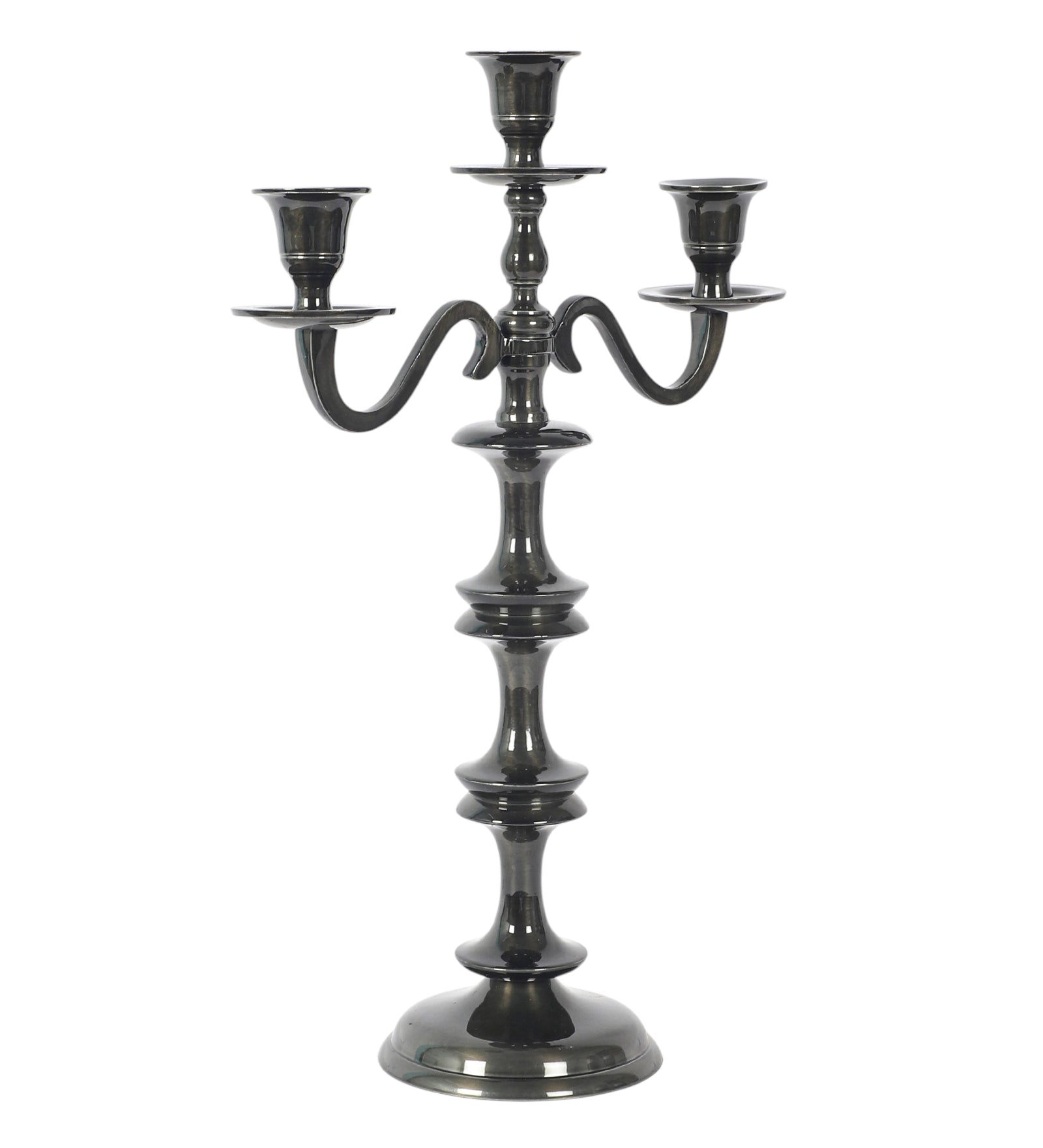 Imperium Crested 3-Arm Black  Candleholder