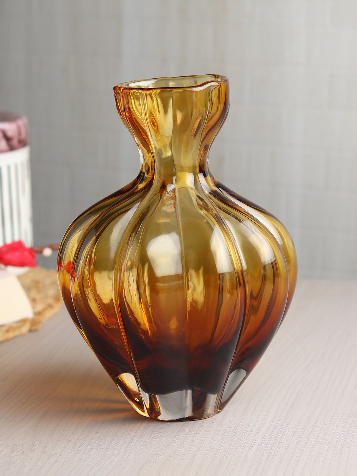 Solstice Small Amber Glass Vase