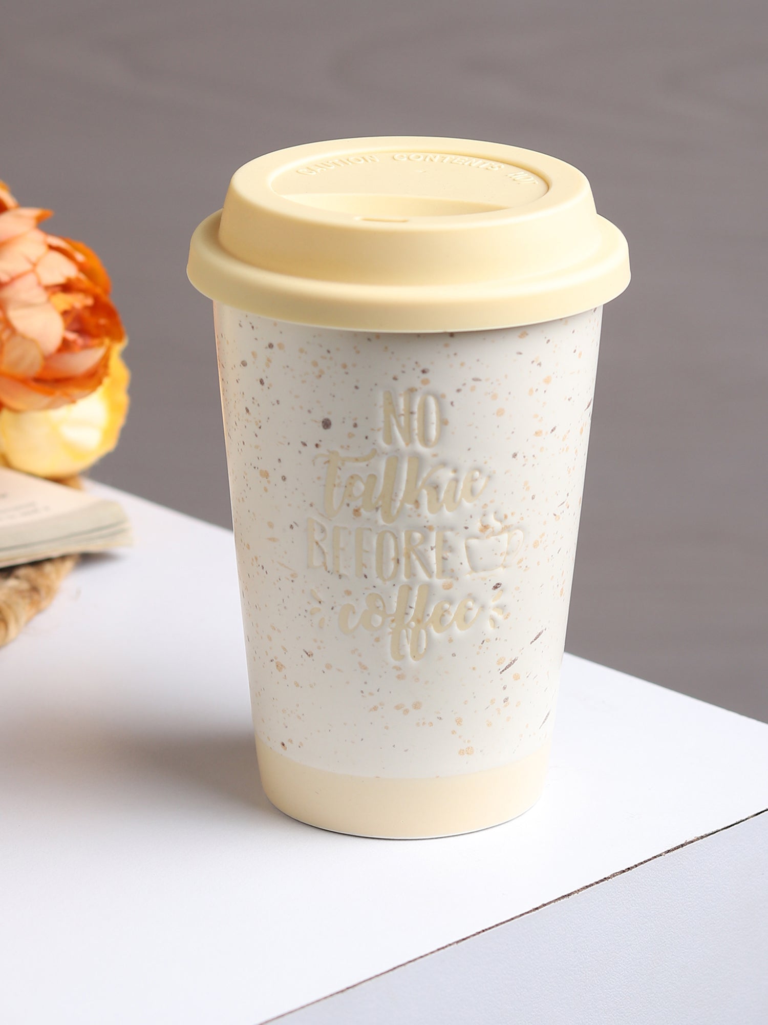 Coffee First Yellow Ceramic Mug