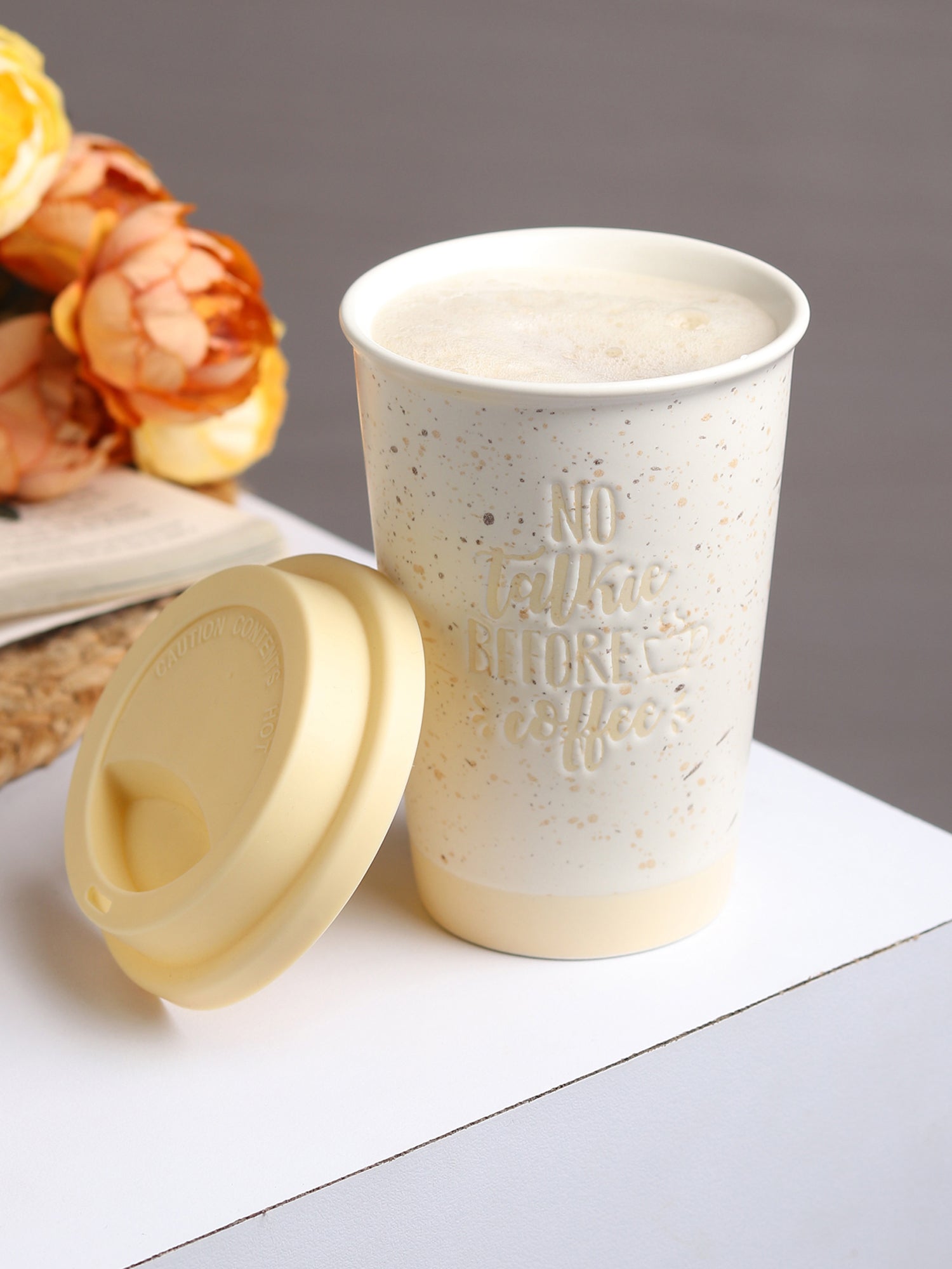 Coffee First Yellow Ceramic Mug