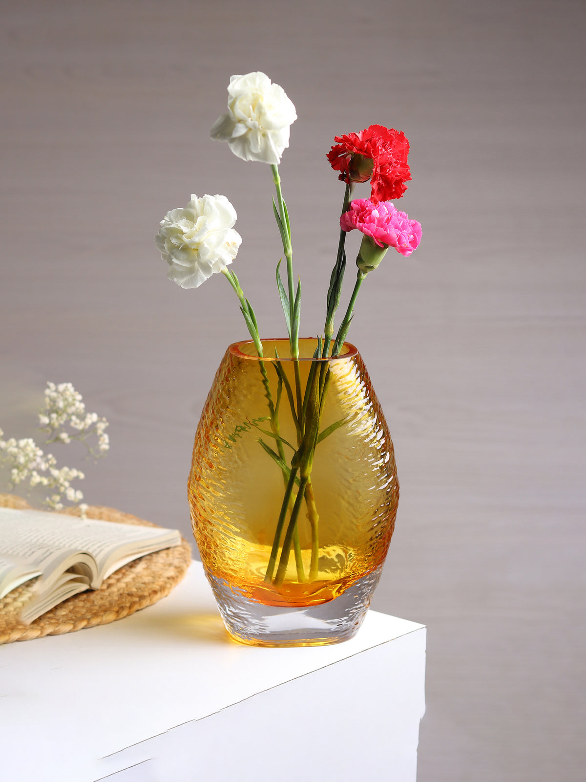 Solara Amber Crystal Vase Small
