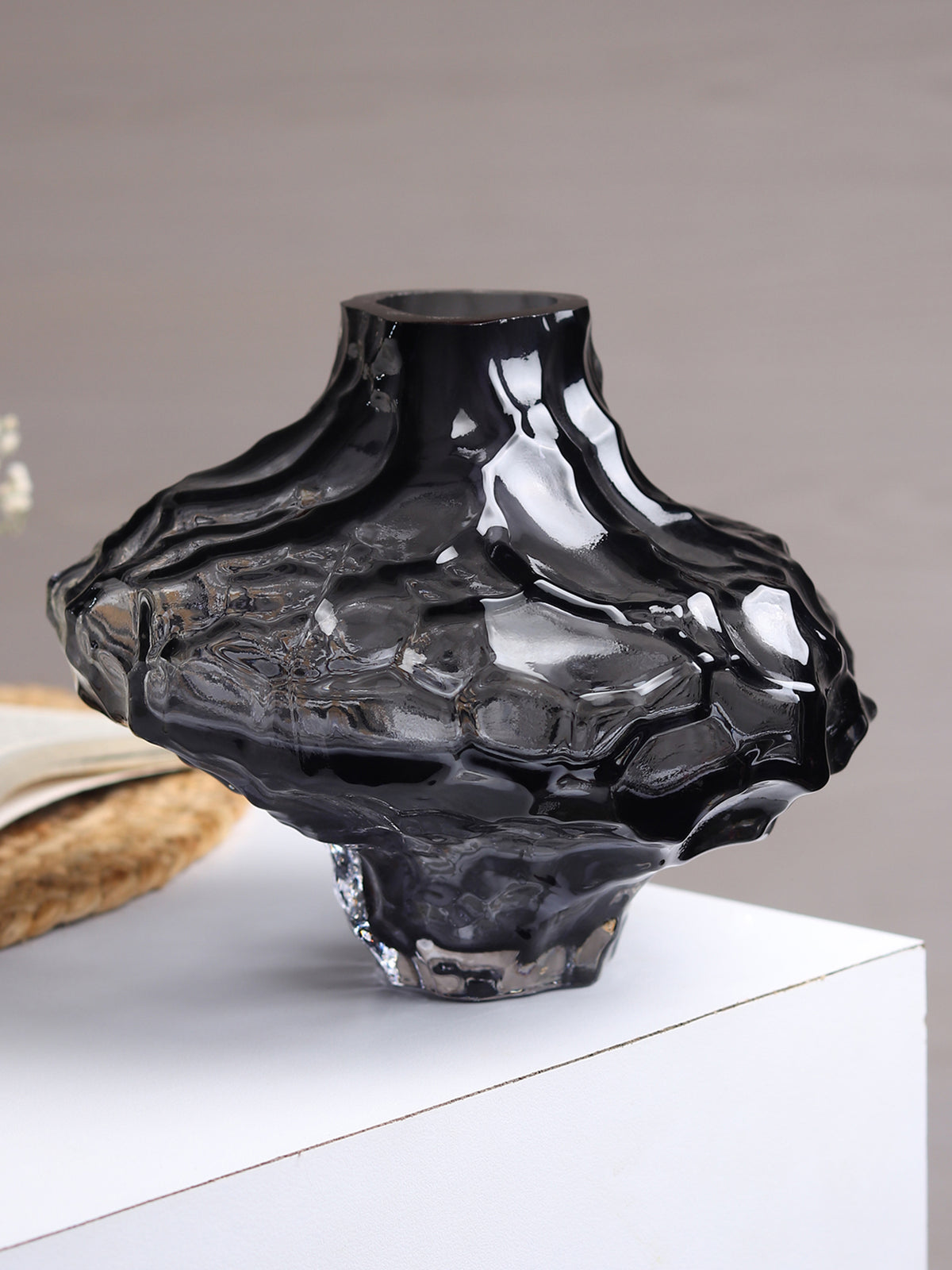 Magma Flow Grey Large Crystal Vase