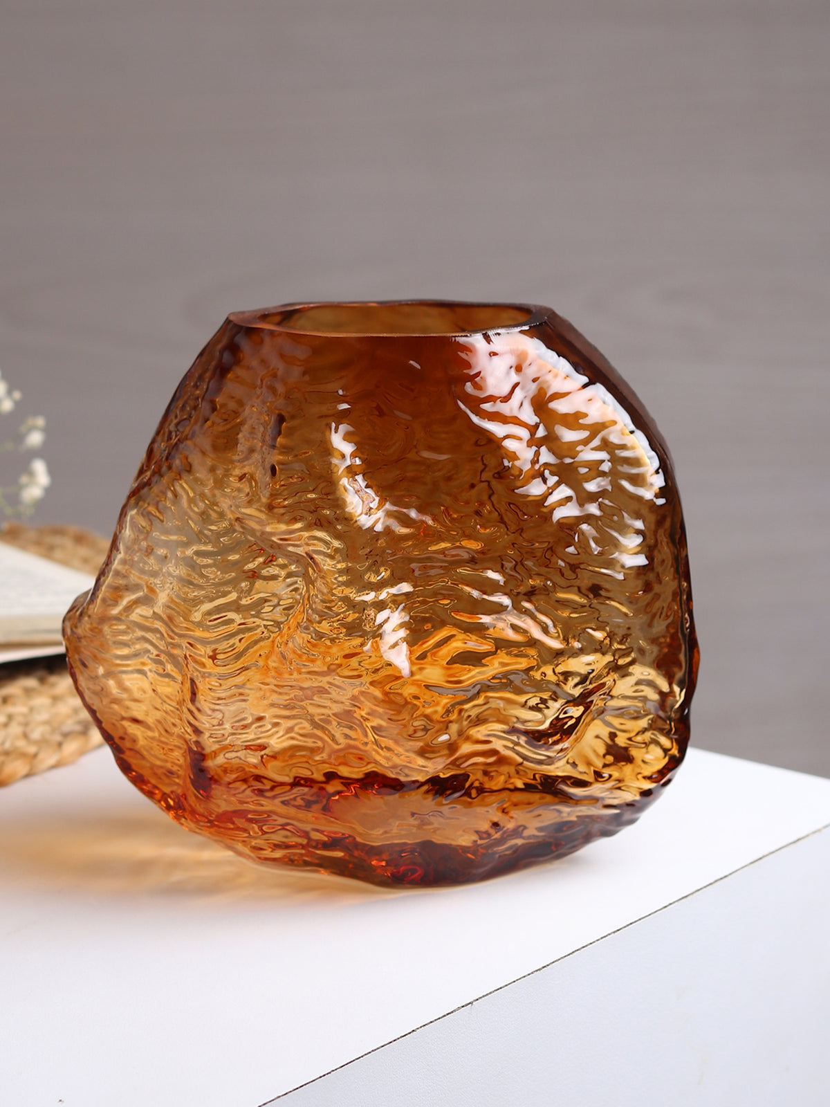 Terra Melt Amber Crystal Vase