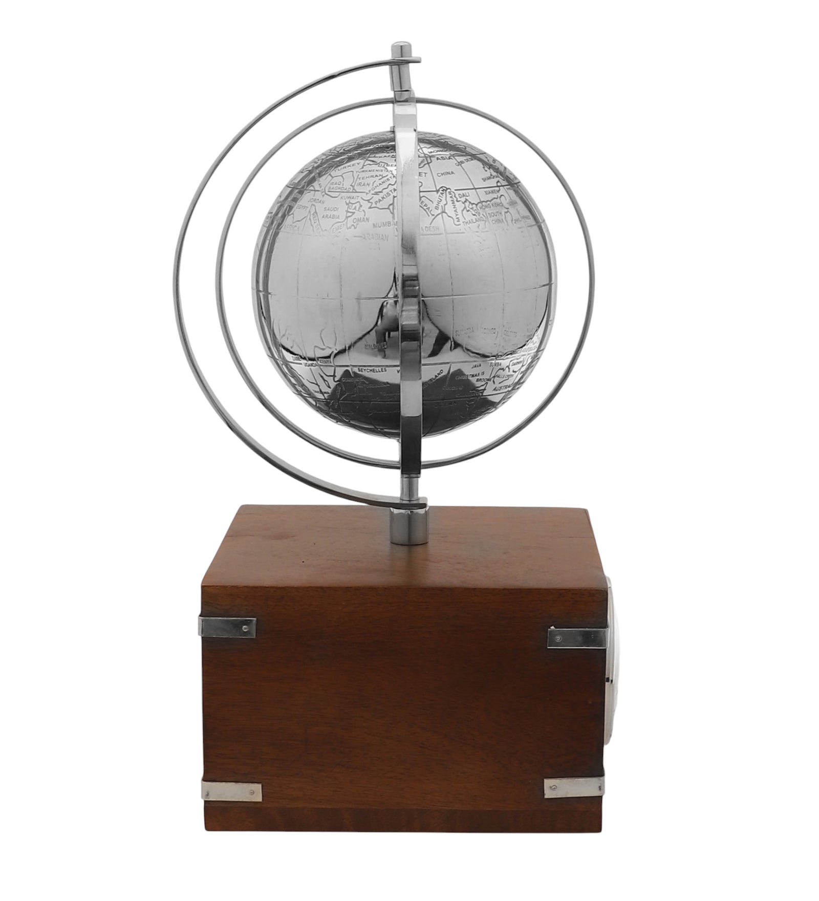 Atlasphere Silver Table Clock