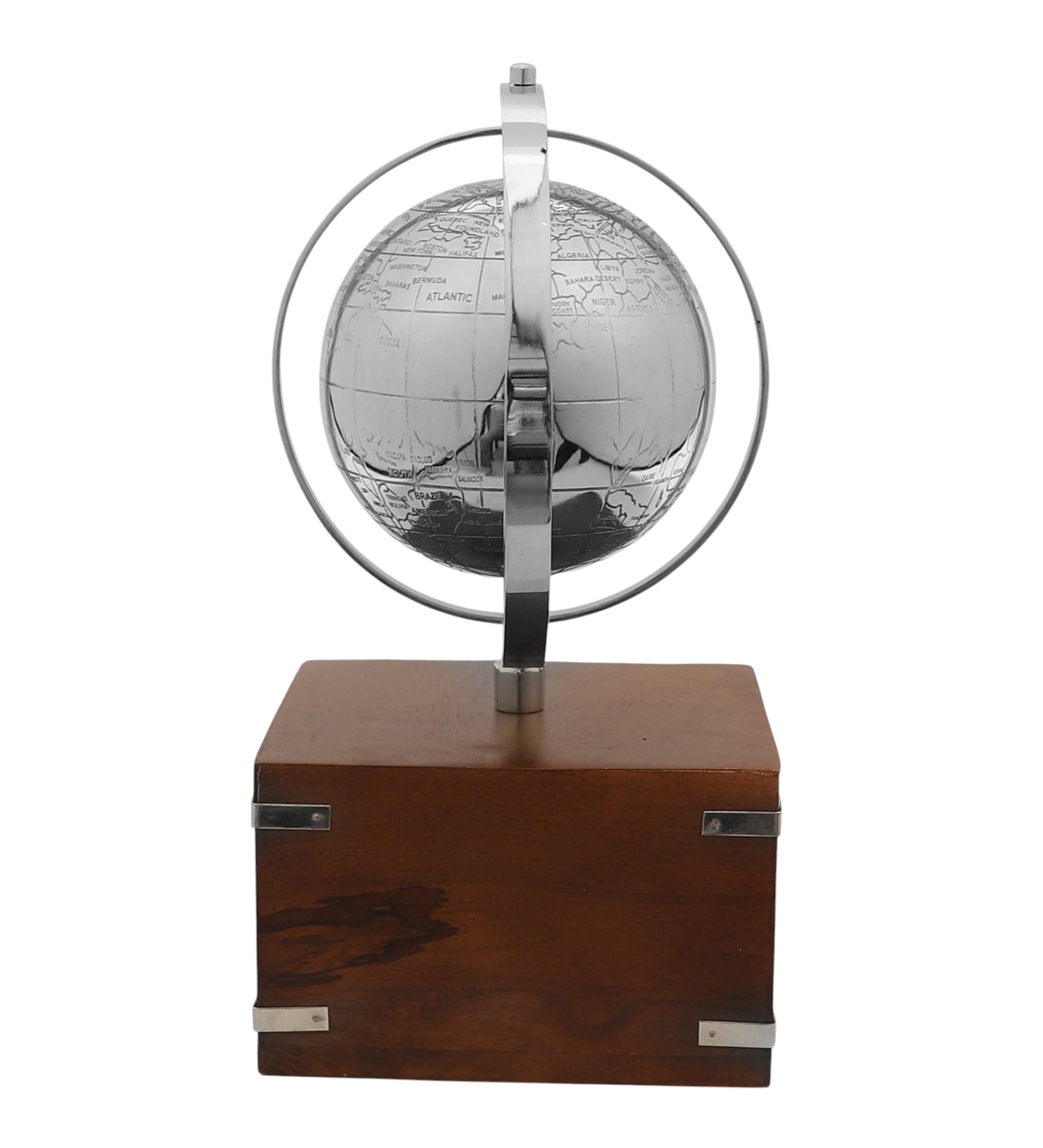 Atlasphere Silver Table Clock