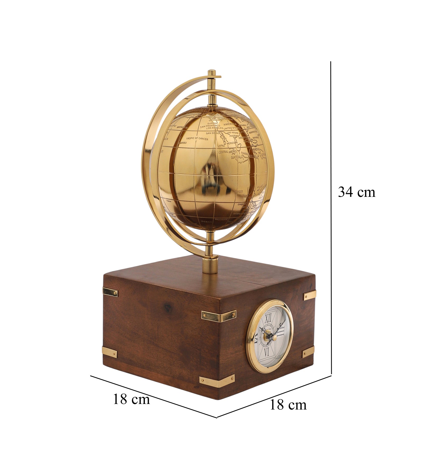 Atlasphere Gold Table Clock
