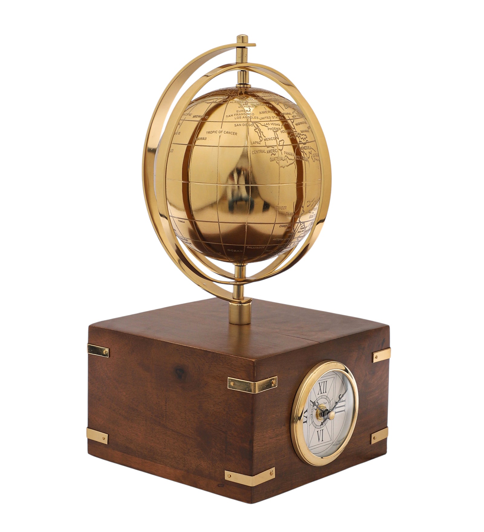 Atlasphere Gold Table Clock