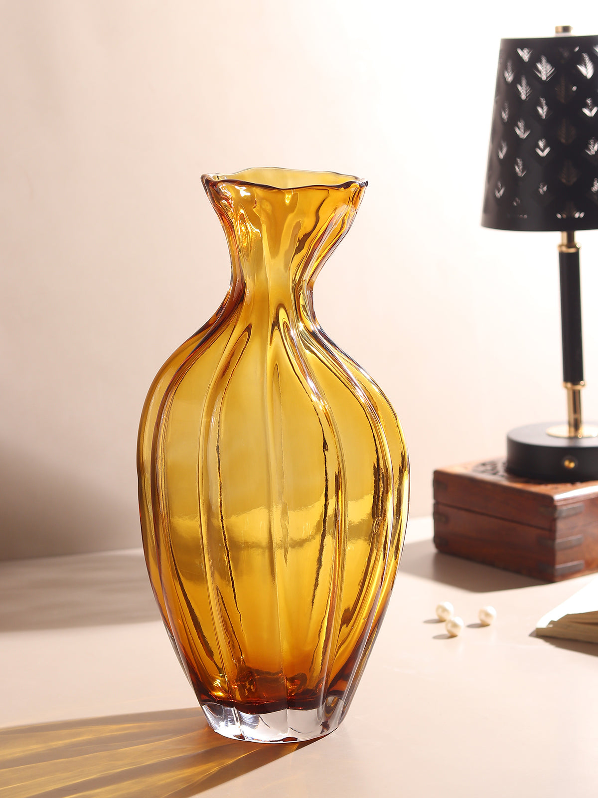 Solstice Large Amber Glass Vase