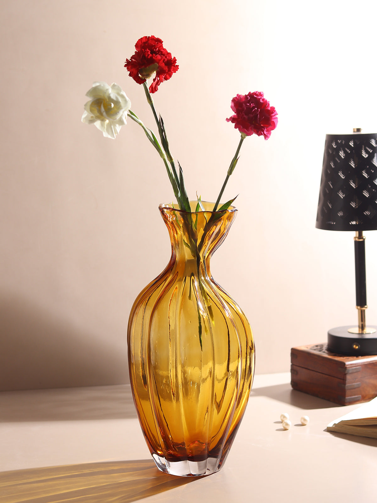 Solstice Large Amber Glass Vase
