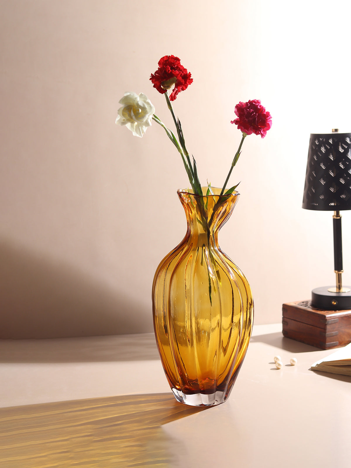 Solstice Large Amber Glass Vase