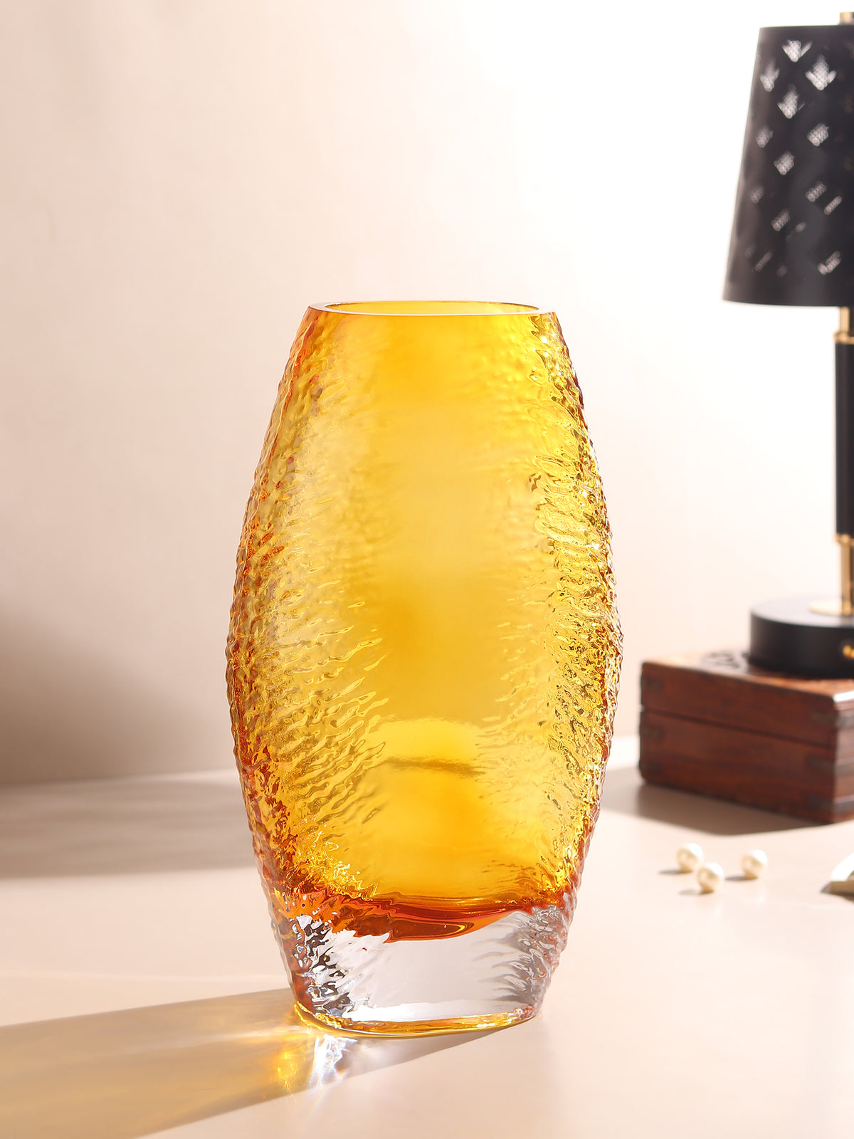 Solara Amber Crystal Vase Large