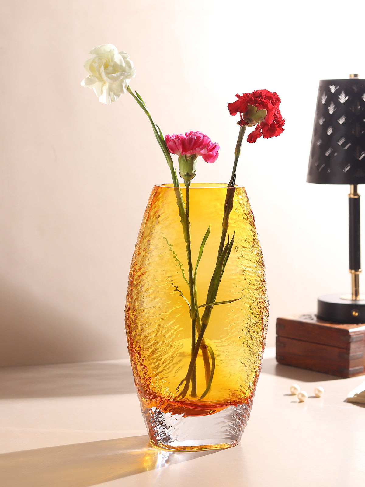 Solara Amber Crystal Vase Large