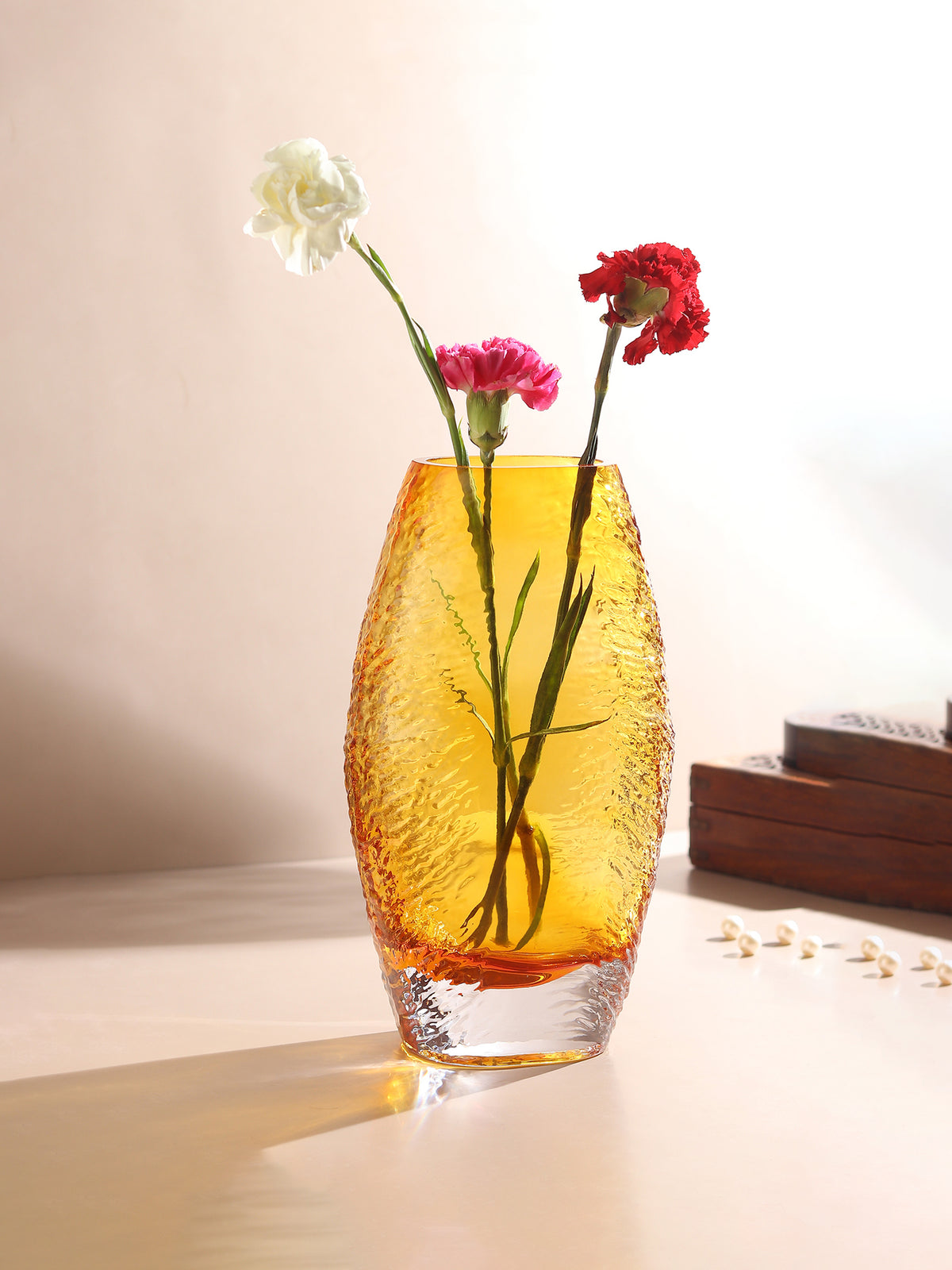 Solara Amber Crystal Vase Large