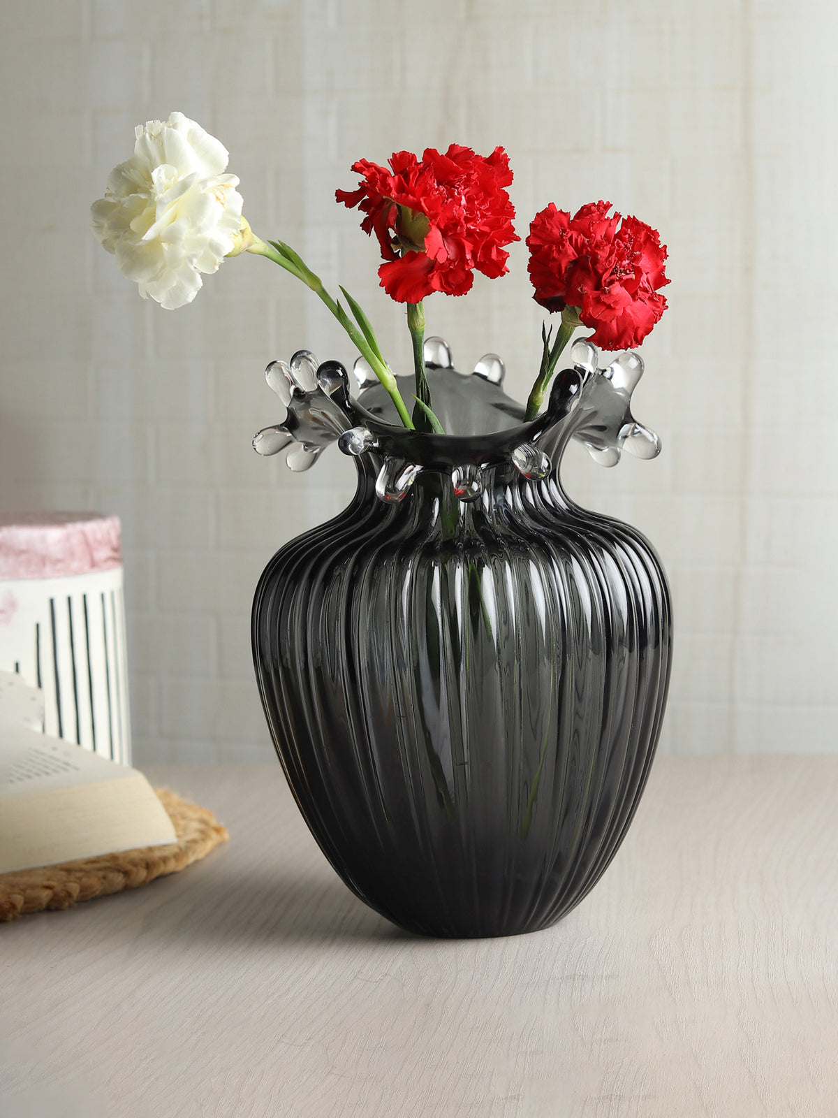 Gatsby Grey Large Glass Vase