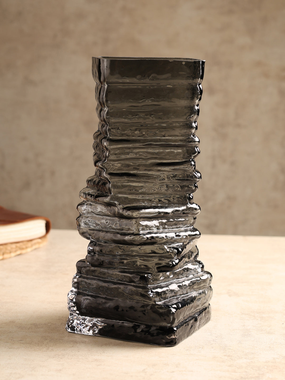 Strata Black Glass Vase