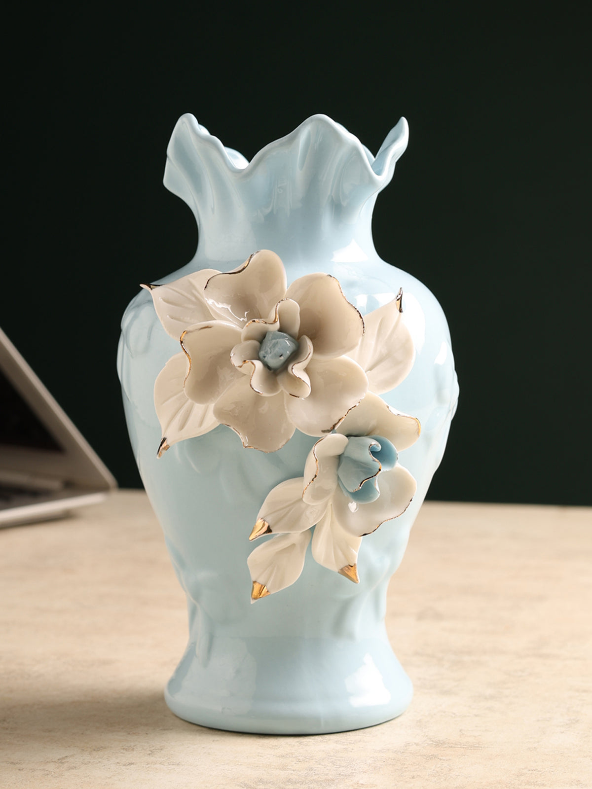 Elodie Fleur Blue  Porcelain Vase