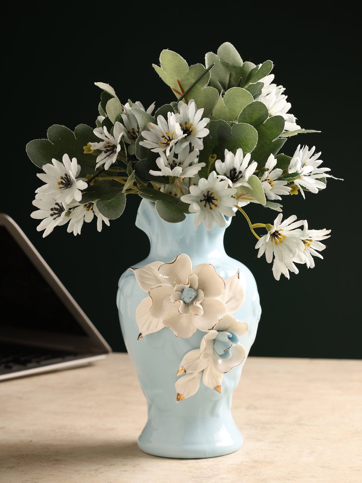 Elodie Fleur Blue  Porcelain Vase