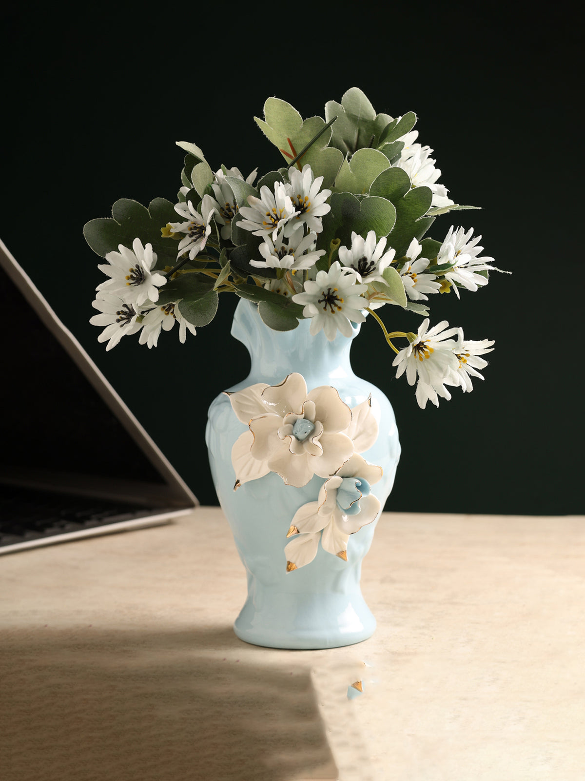 Elodie Fleur Blue  Porcelain Vase