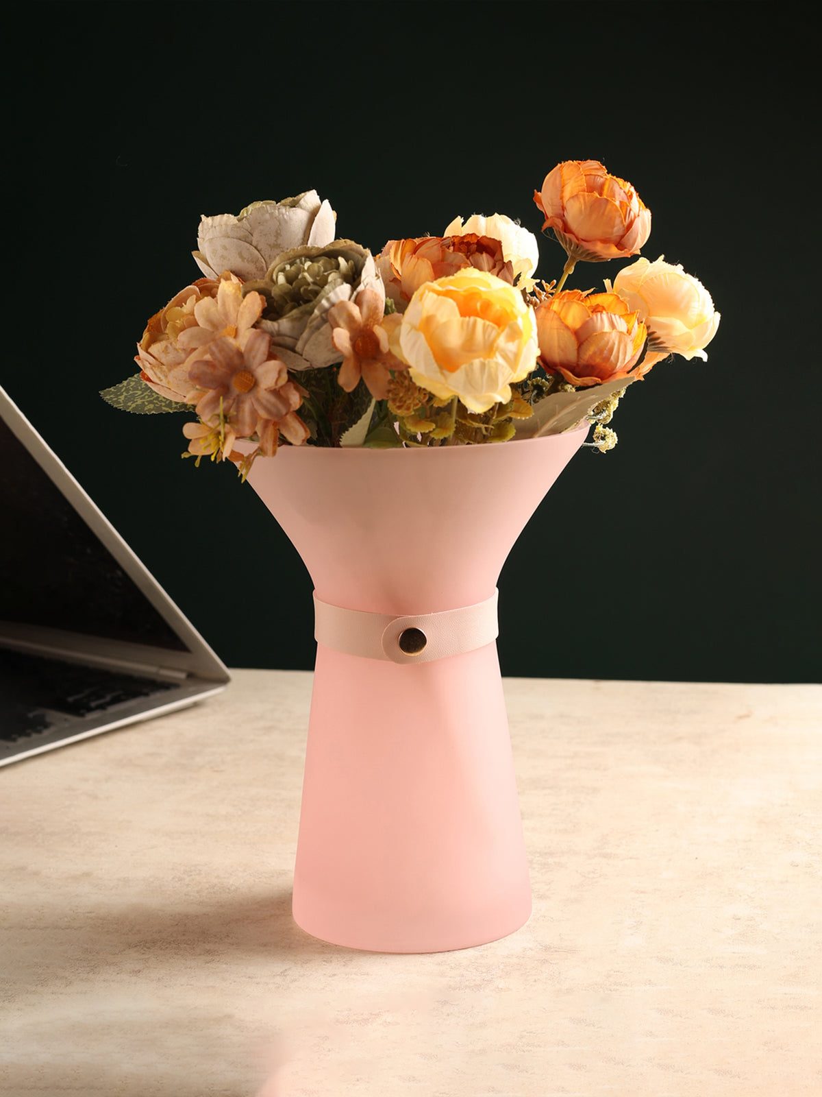 Rosette Bouquet Pink Crystal Vase