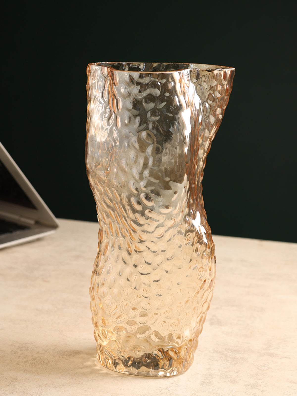 Dimple Glass Vase Amber