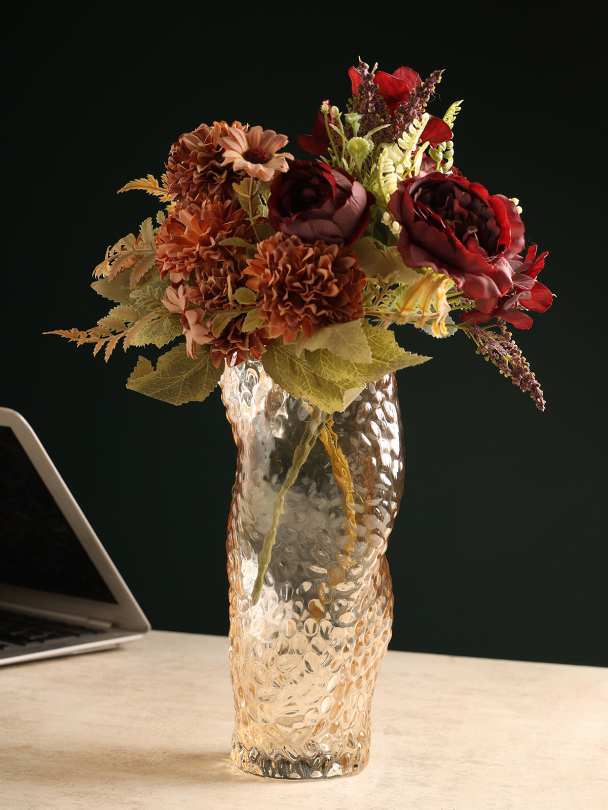 Dimple Glass Vase Amber