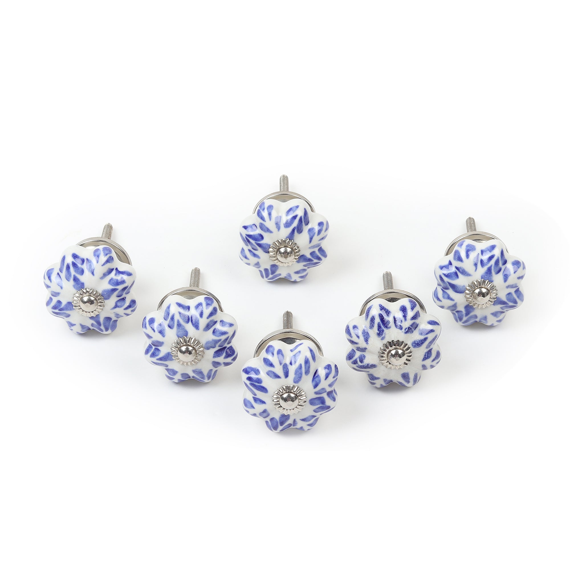 Bleu Flora Knob set of 6