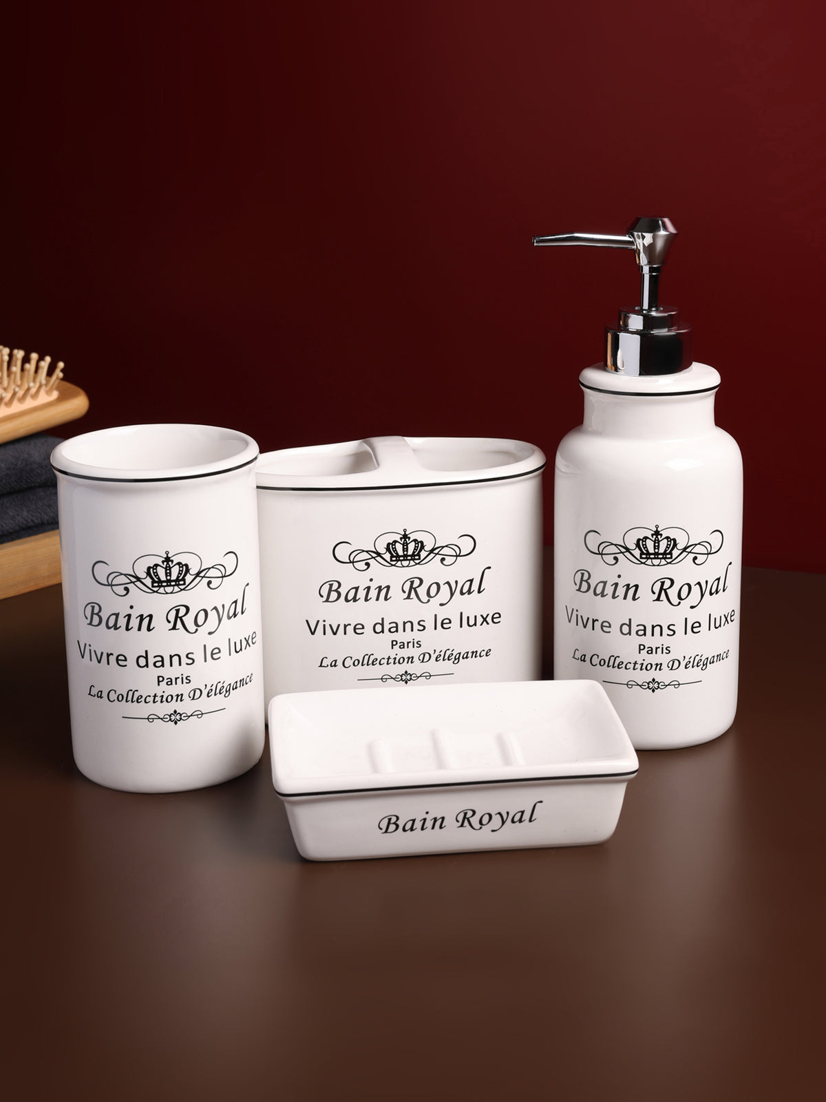 Belle Cour Bathroom Set of 4 White