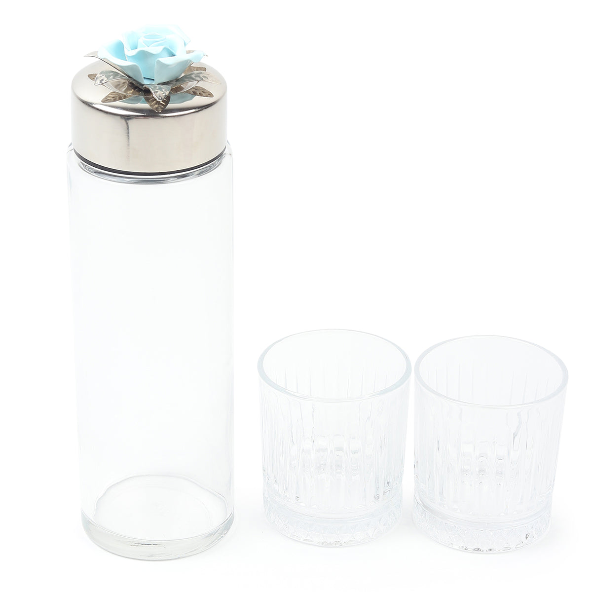 Petal Eclat Blue Bottle & Glass Set