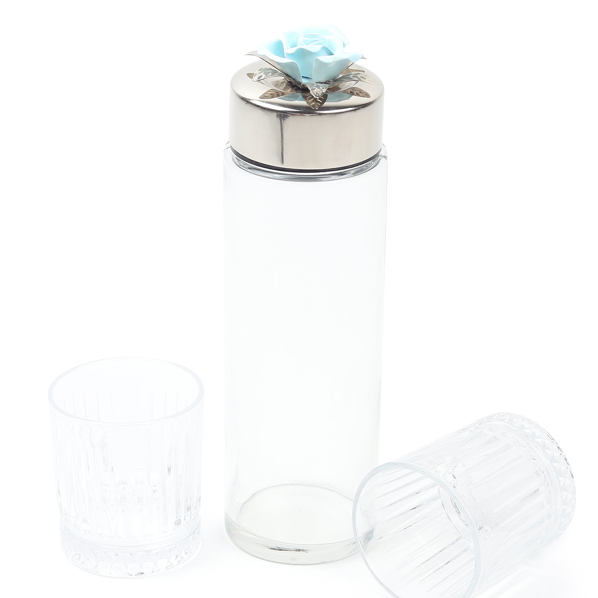 Petal Eclat Blue Bottle & Glass Set