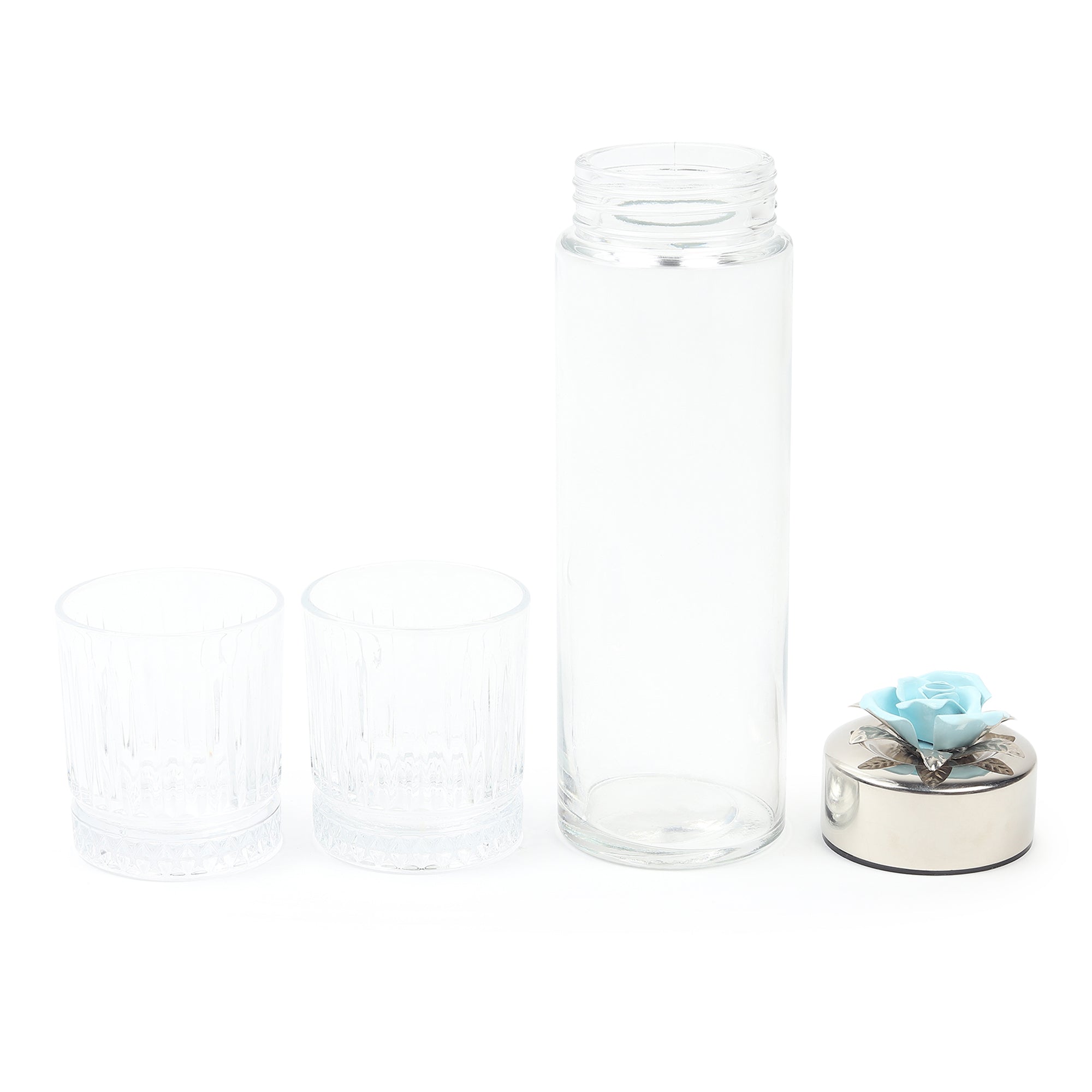 Petal Eclat Blue Bottle & Glass Set