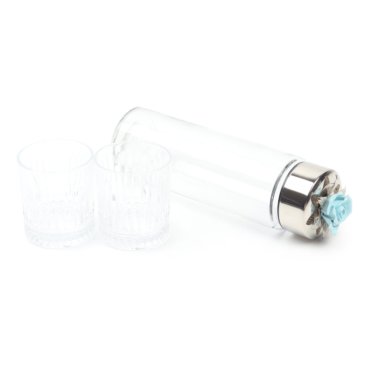 Petal Eclat Blue Bottle & Glass Set