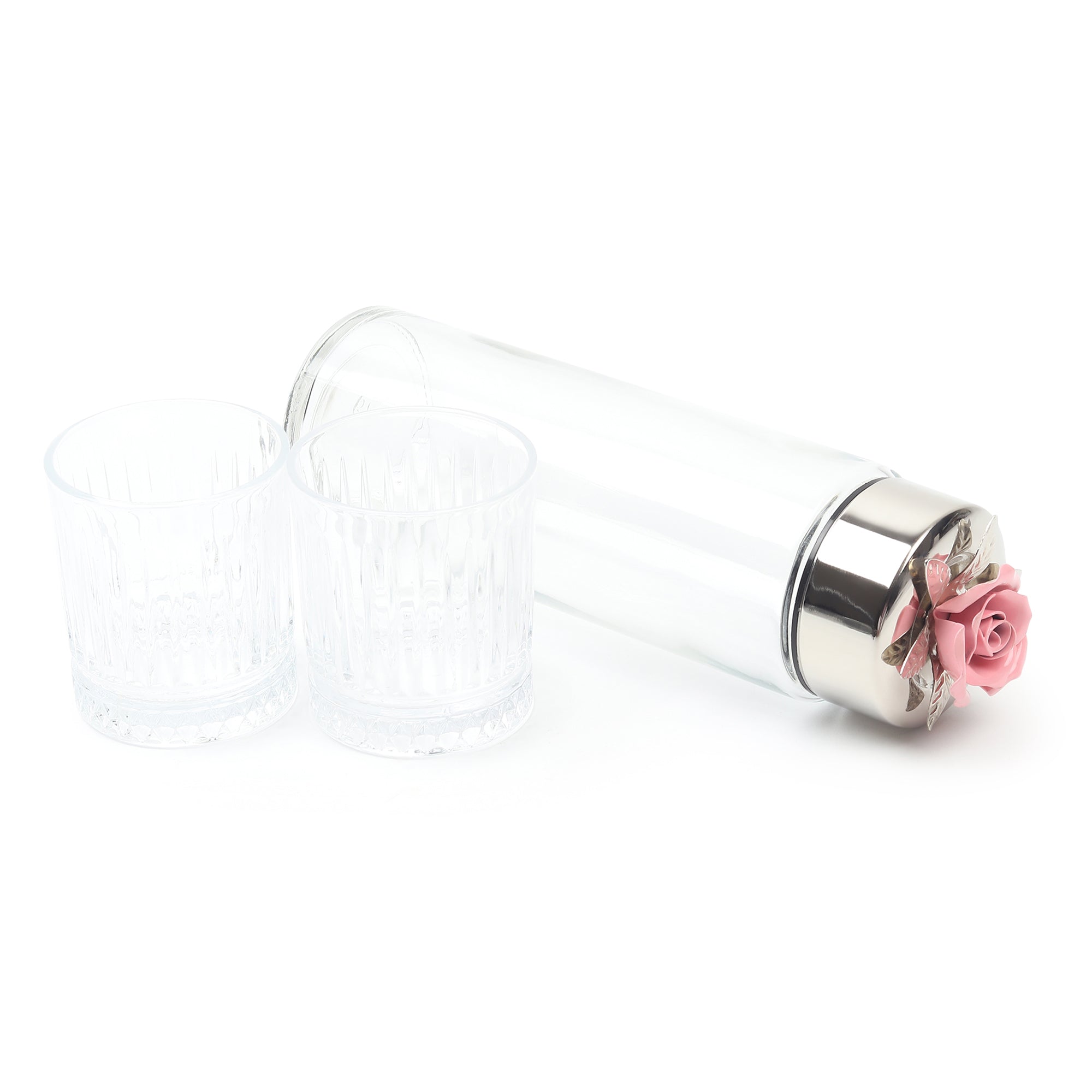 Petal Eclat Pink Bottle & Glass Set