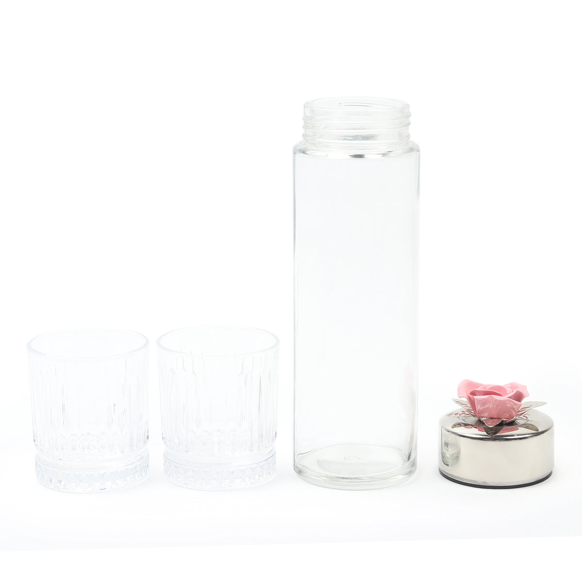 Petal Eclat Pink Bottle & Glass Set