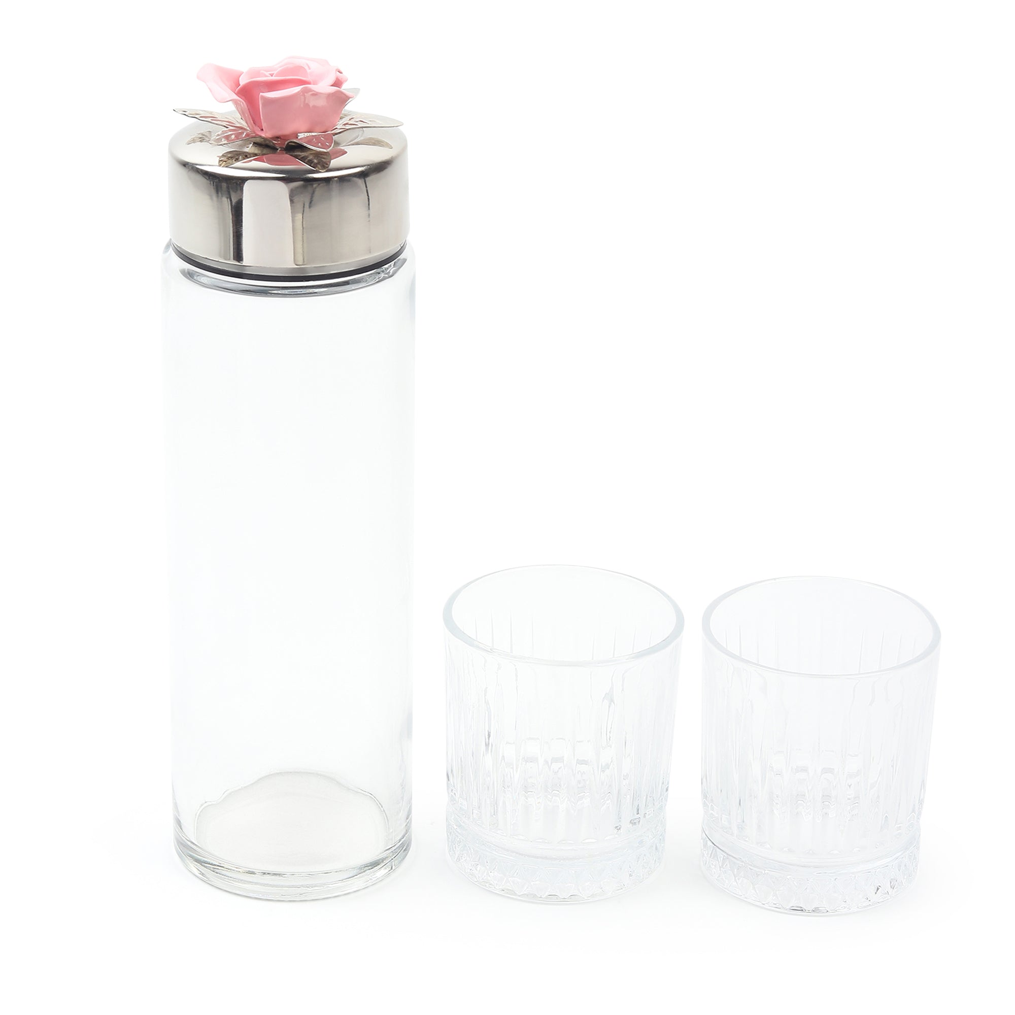 Petal Eclat Pink Bottle & Glass Set