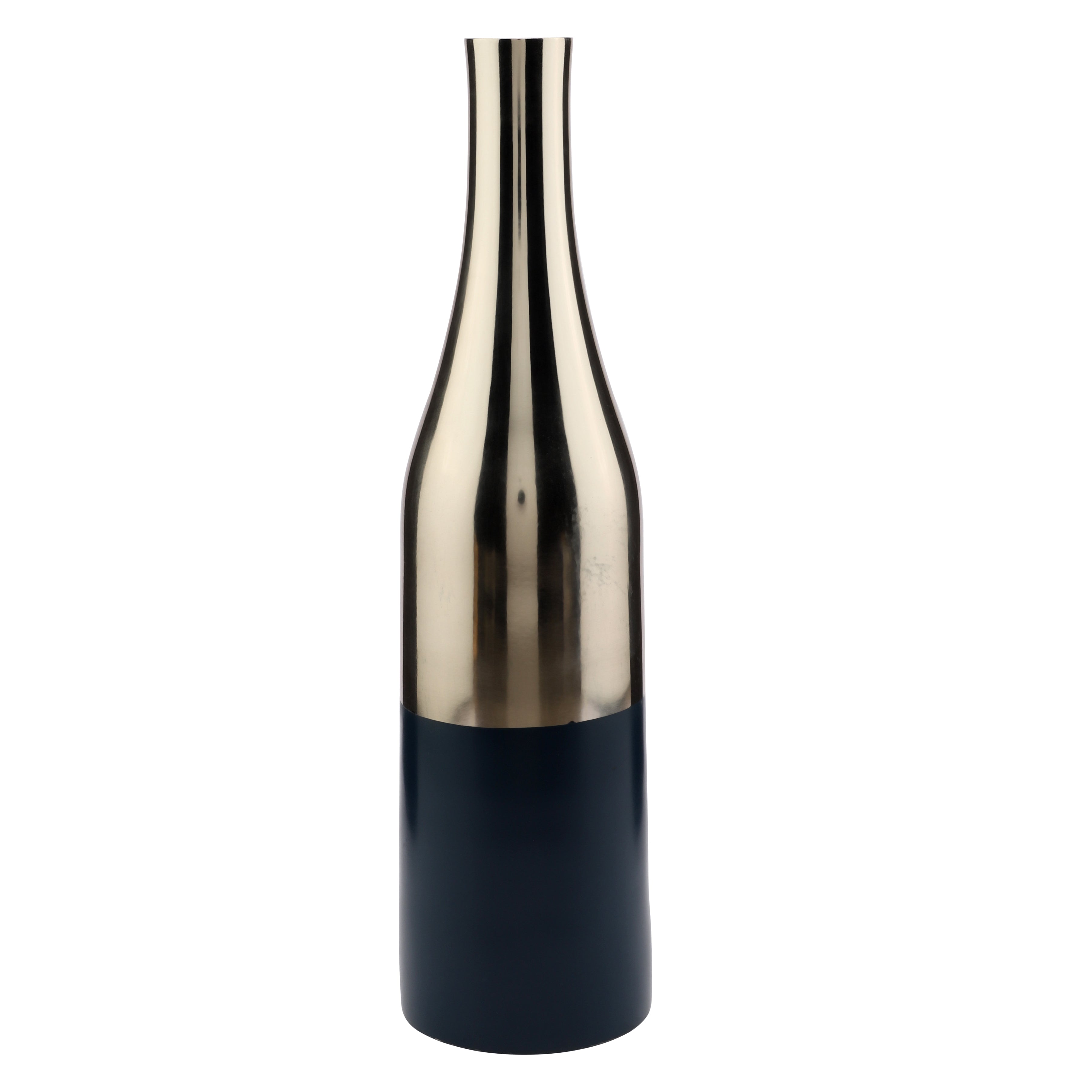 Champagne small Bottle Vase- Royal Blue and Nickel