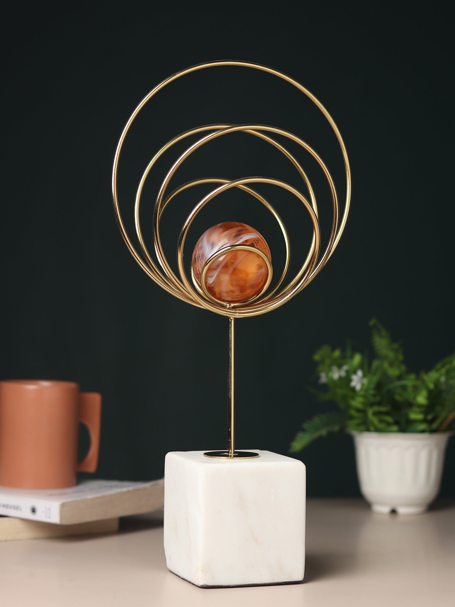 Aurora Rings Crystal Ball Sculpture