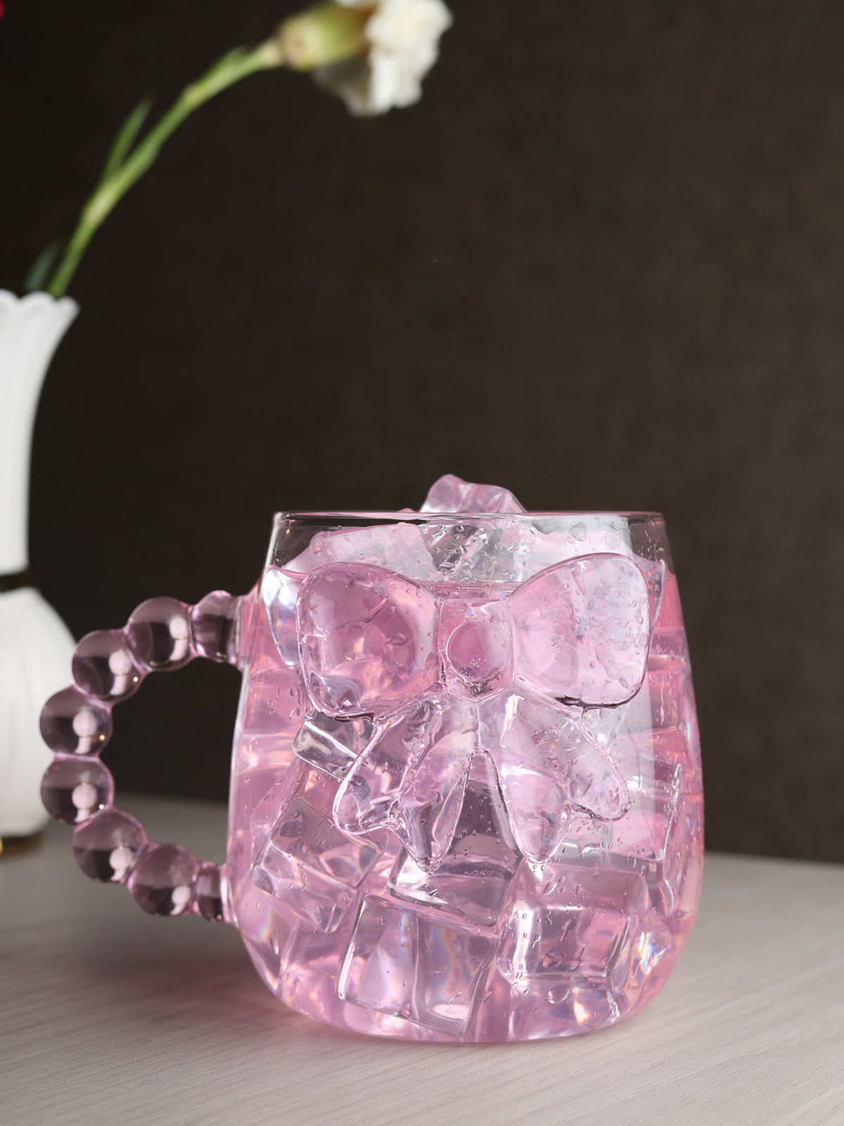 Pearlie Pink Bow Glass Mug