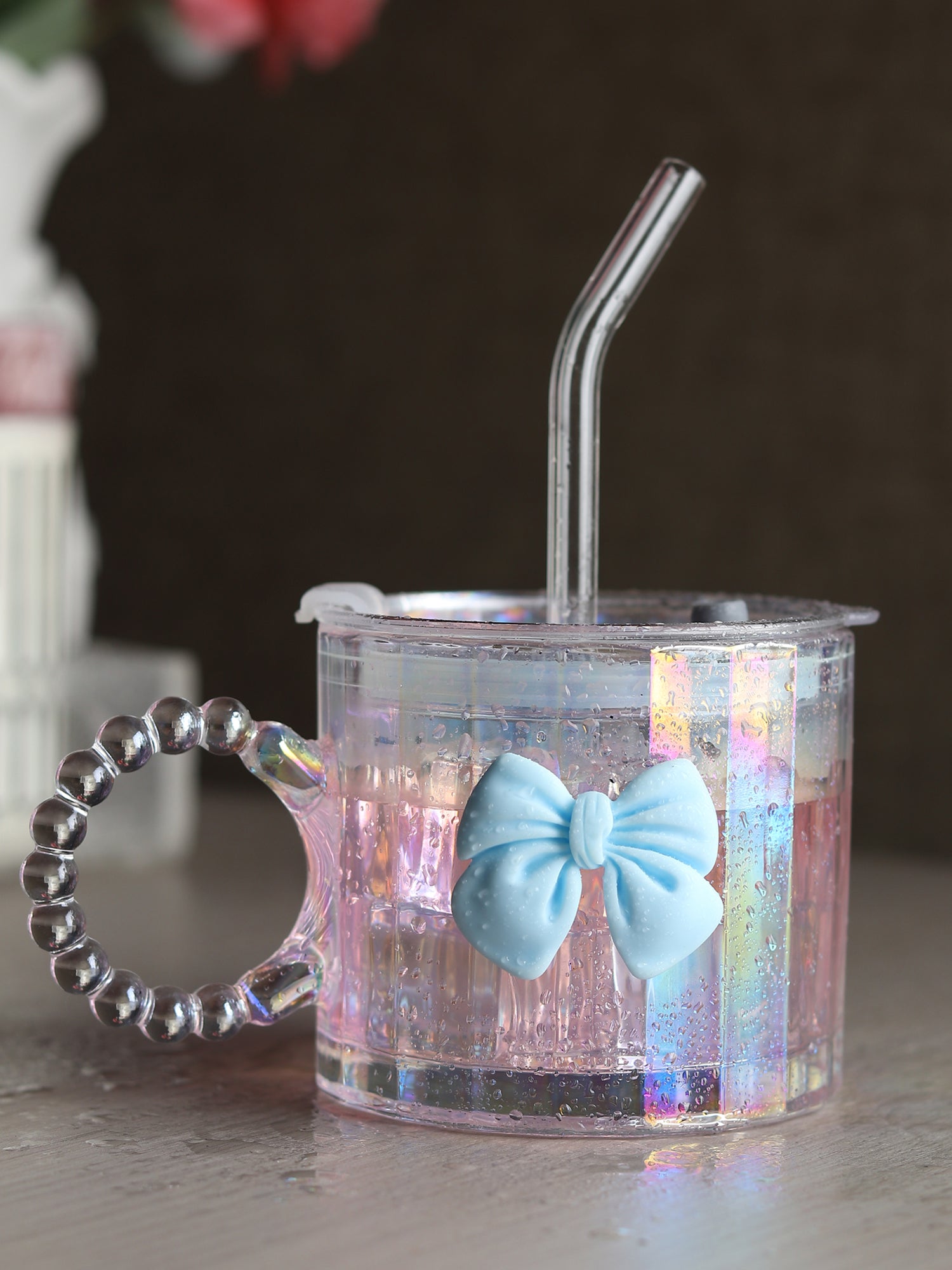 Colette Glass Tumbler Blue Bow