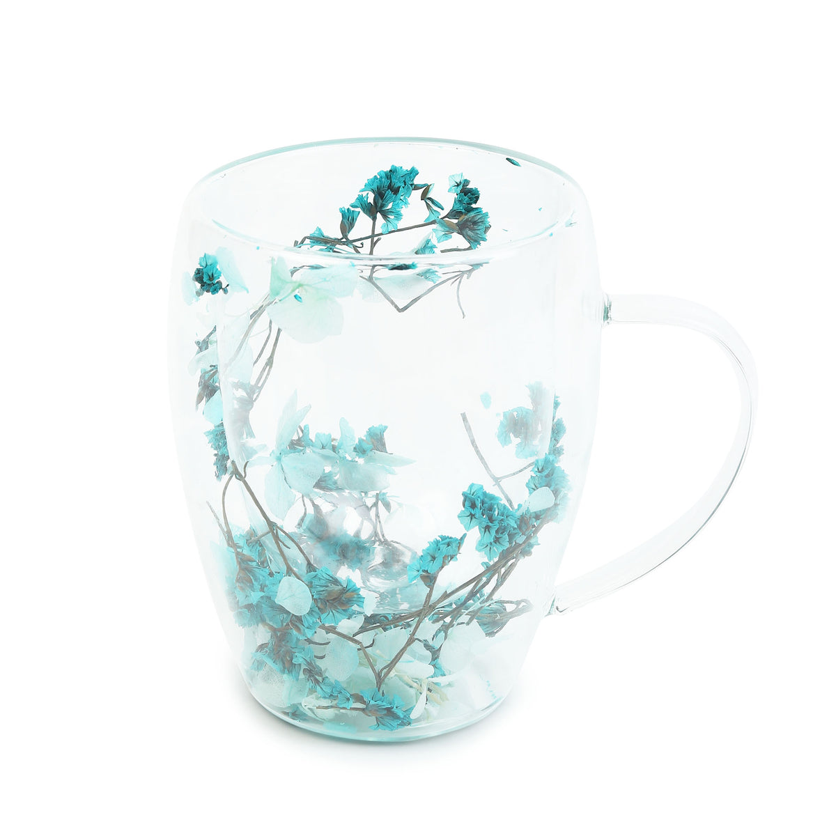 Dahlia Blue Glass Mug